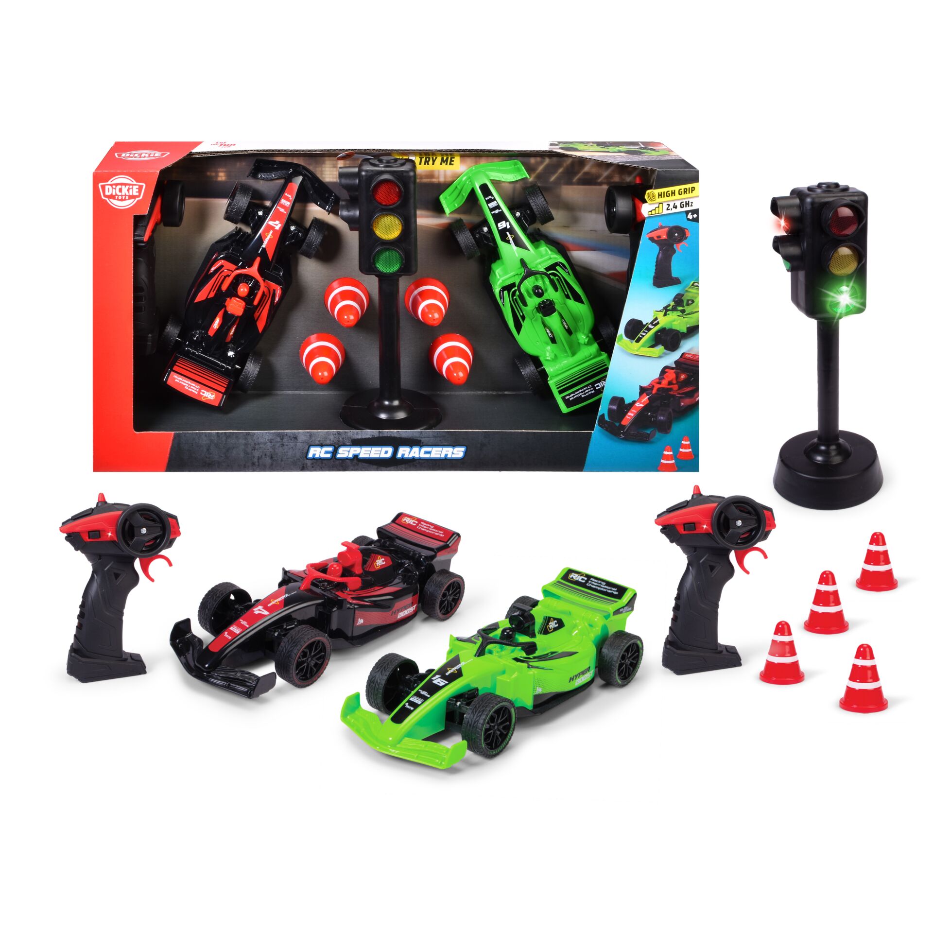 RC-Autos, Rennwagen-Set, Fernsteuerung, Grünes Auto, Rotes Auto