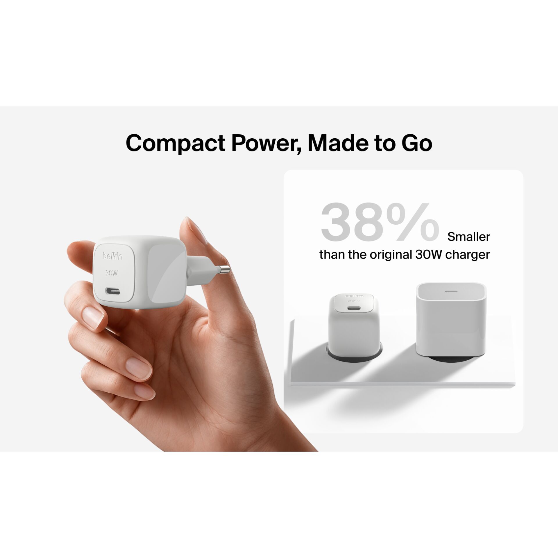 USB-C Ladegerät, Wandladegerät, Kompaktes Ladegerät, Stromadapter, Weiß