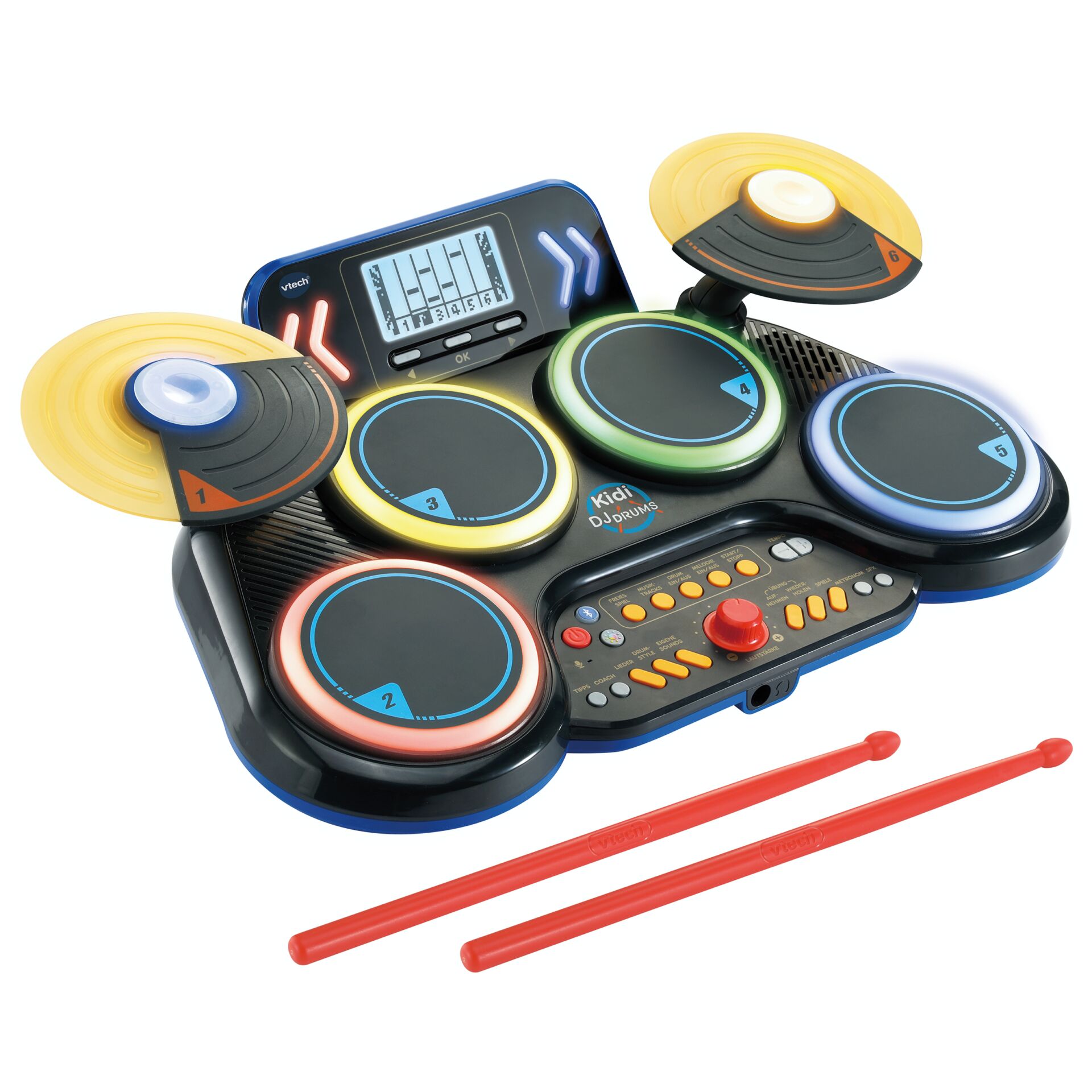 Trommeln, Elektronisches Schlagzeug, Kinderinstrument, Bunte Pads, Sticks