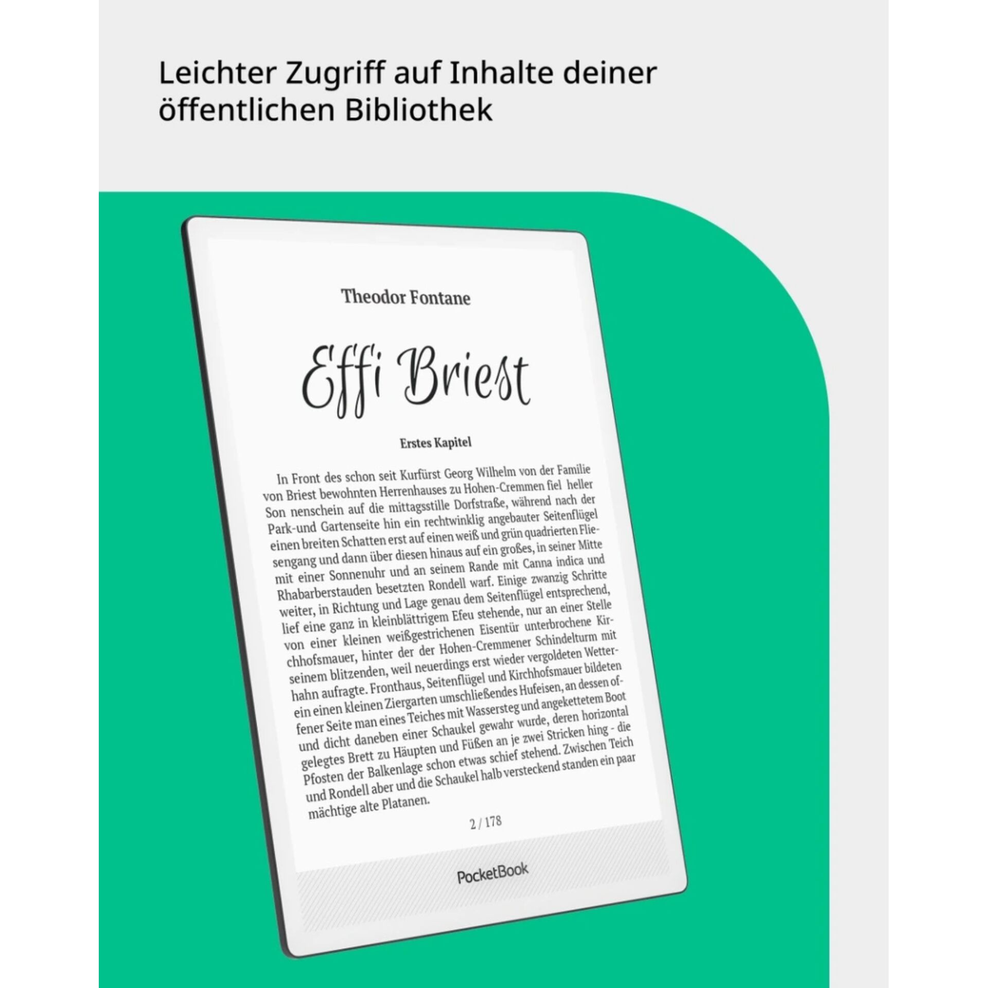 eBook, Papierloses Buch, Effi Briest, Roman, PocketBook