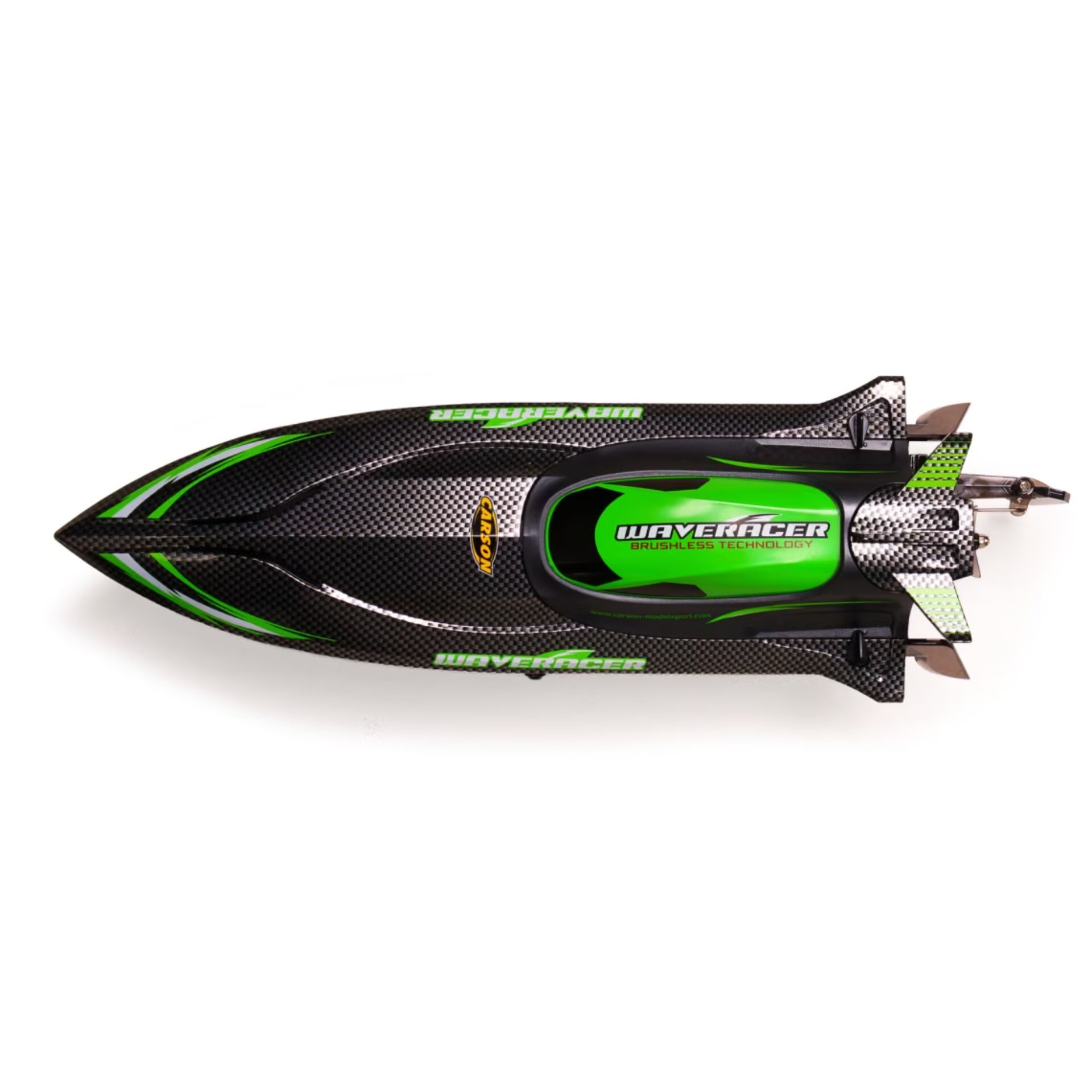 RC-Boot, Kohlefaser, grüne Akzente, brushless Motor, Waveracer