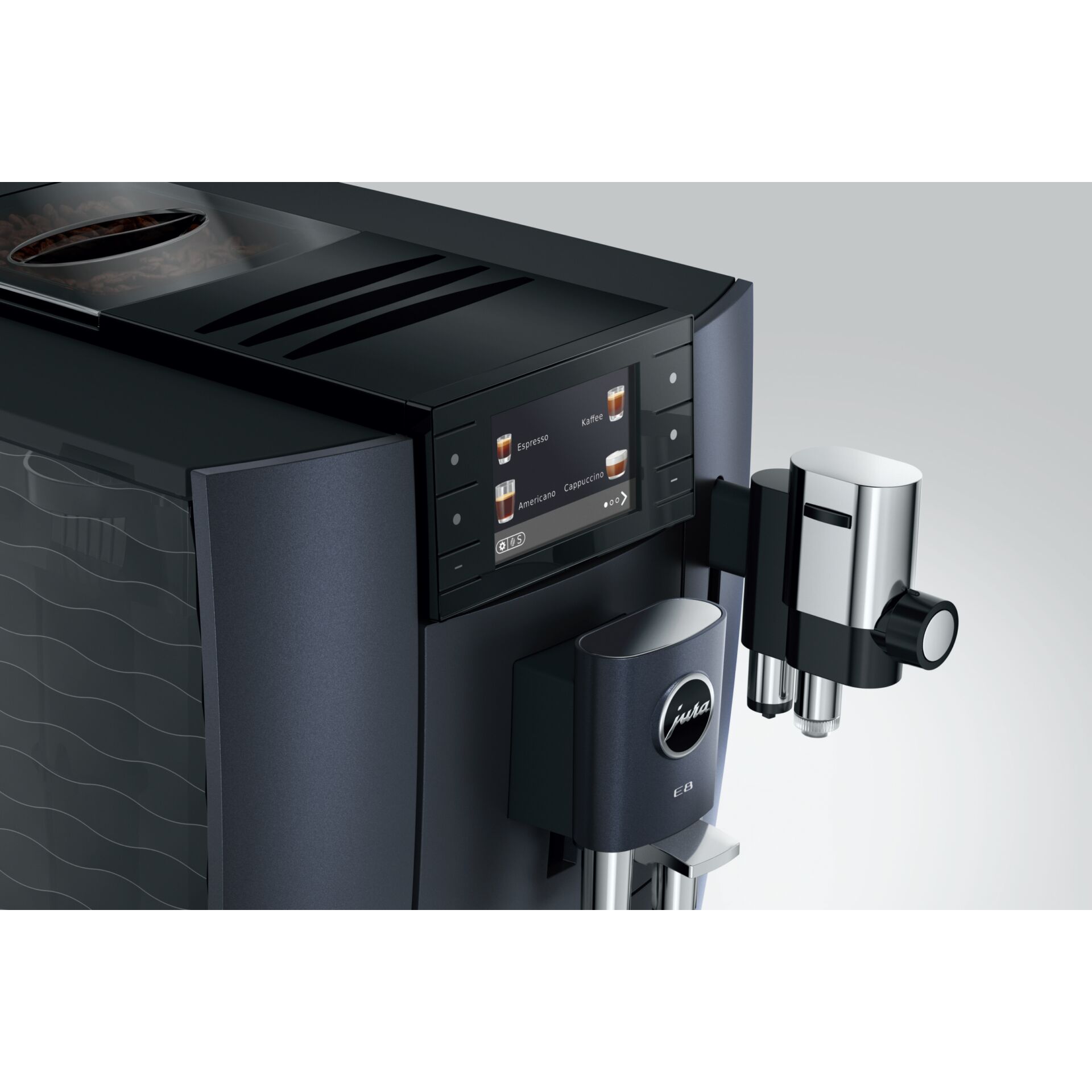 Kaffeemaschine, Kaffeeautomat, Touchscreen, Kaffeeausgabe, Dampfhalter