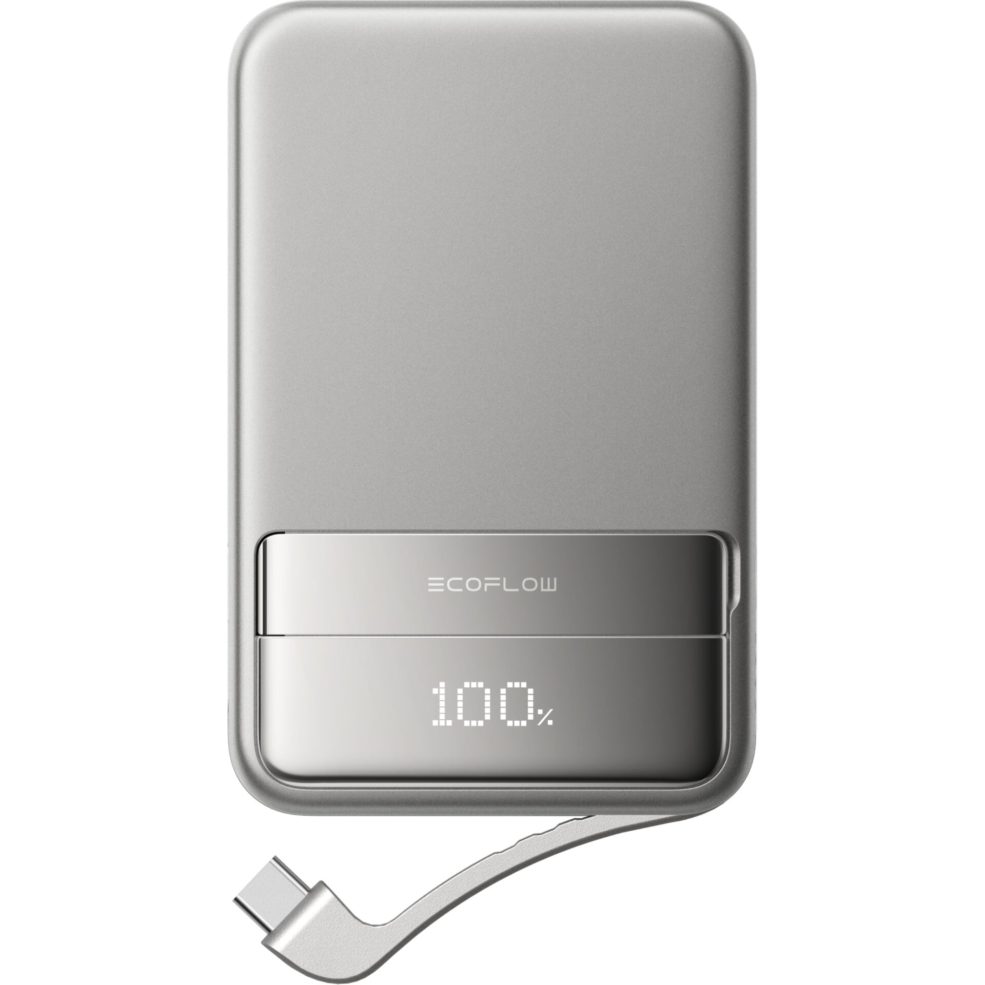 power bank, portable charger, metallisch, USB-C, 100% Batterie