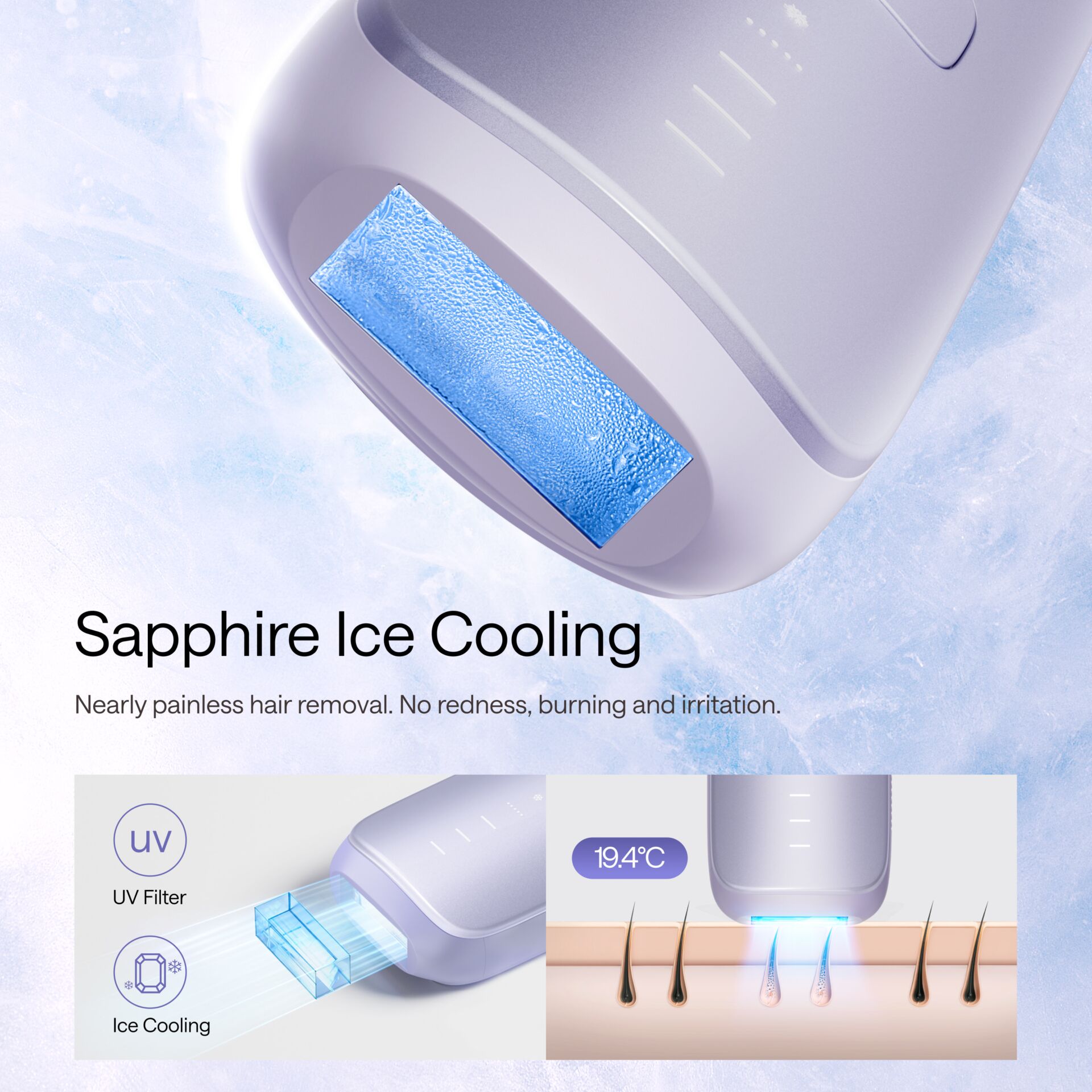 eiskühlung, Saphir, Gerät, UV-Filter, Haarentfernung