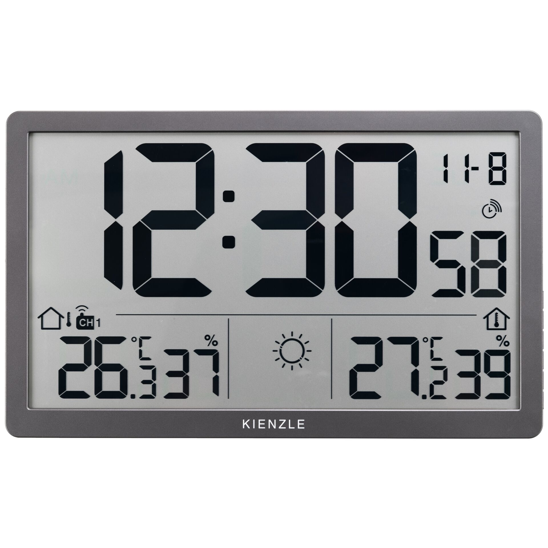 digitaler clock, Wanduhr, LCD-Display, Zeit- und Datum, Temperaturfeuchtigkeit