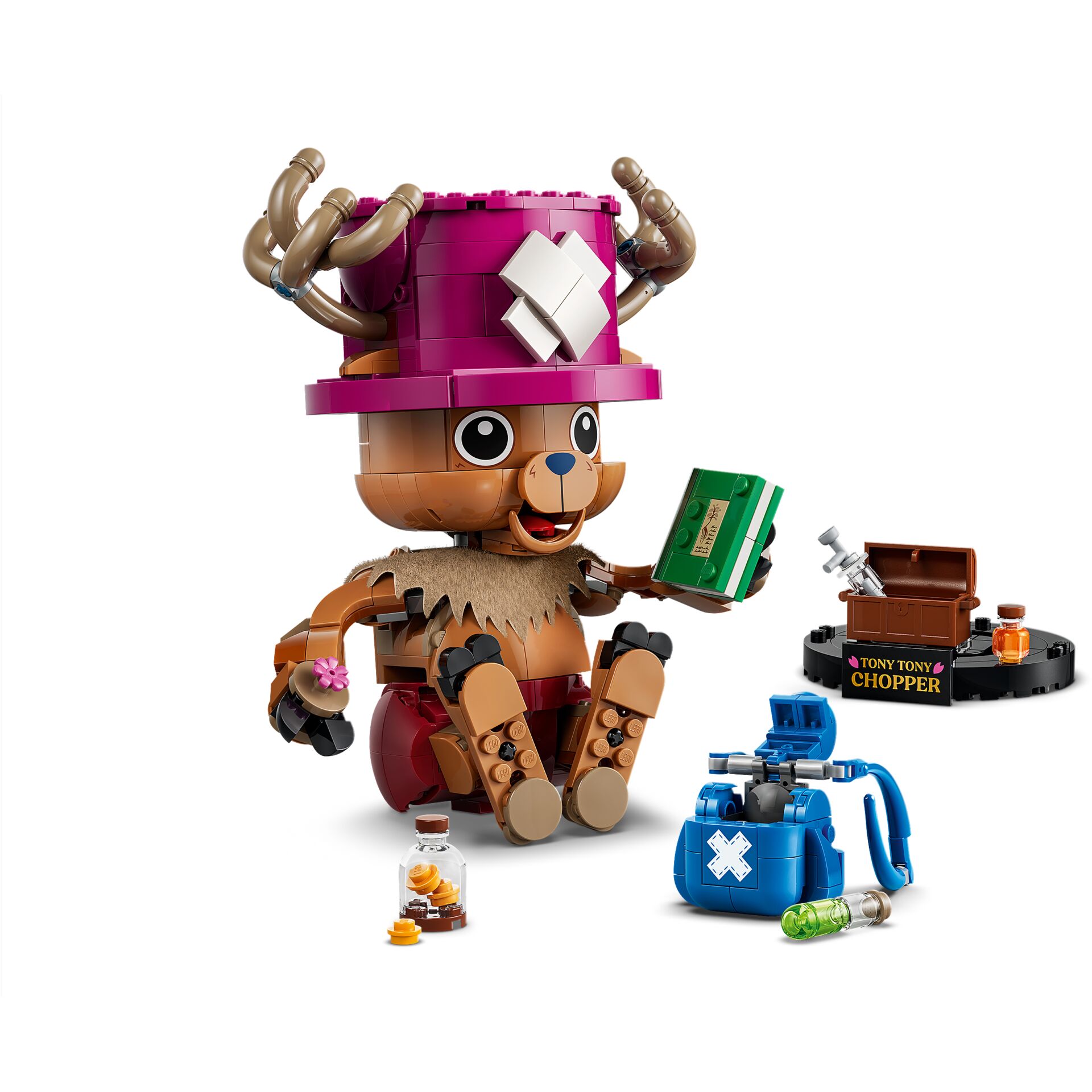Lego Figur, Tierfigur, Brauner Bär, Rosa Hut, Abenteuer-Set