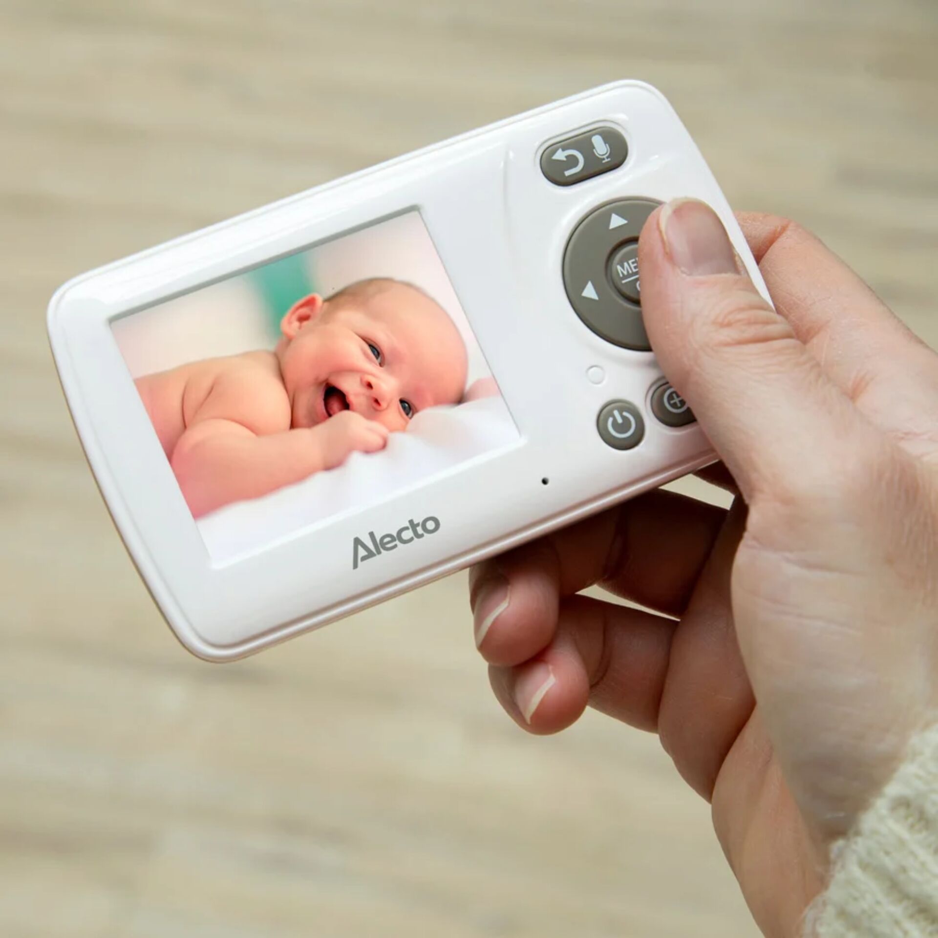 Baby monitor, Portable display, LCD screen, White device, Alecto brand
