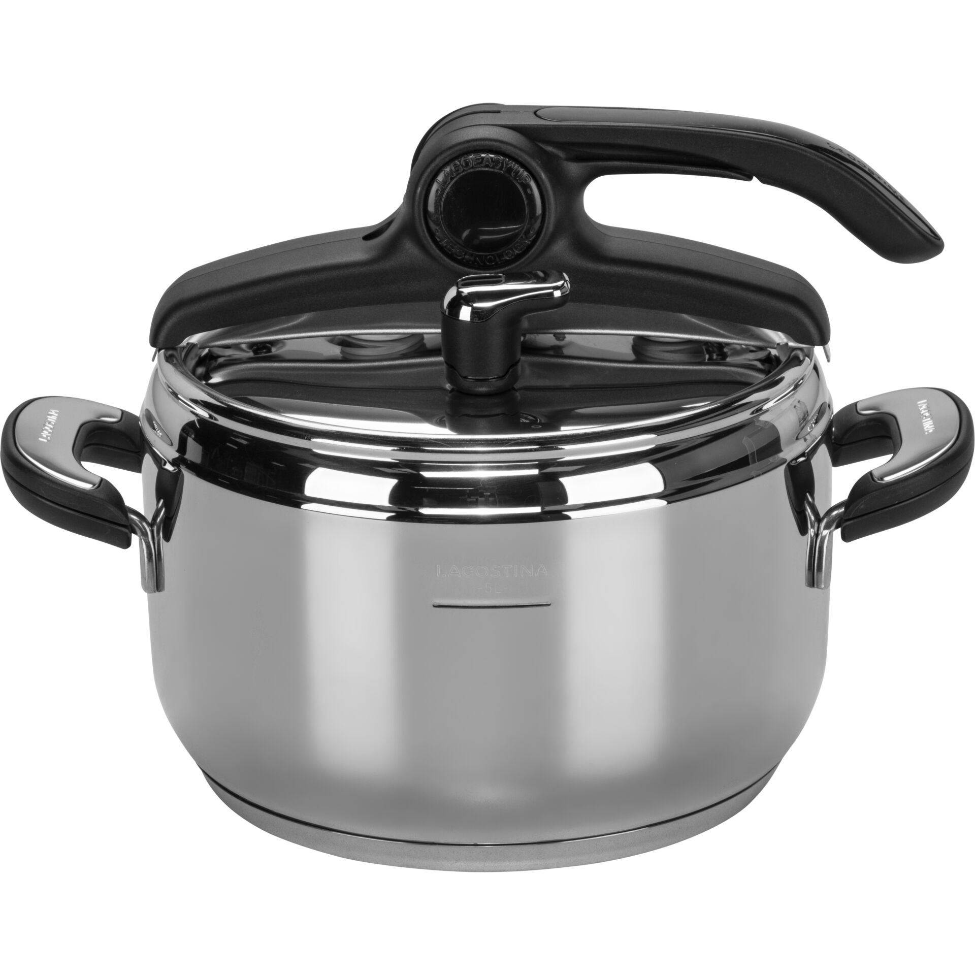 Topf, Dampfdrucktopf, Edelstahl, Spitzengriff, Deckel mit Dampfventil