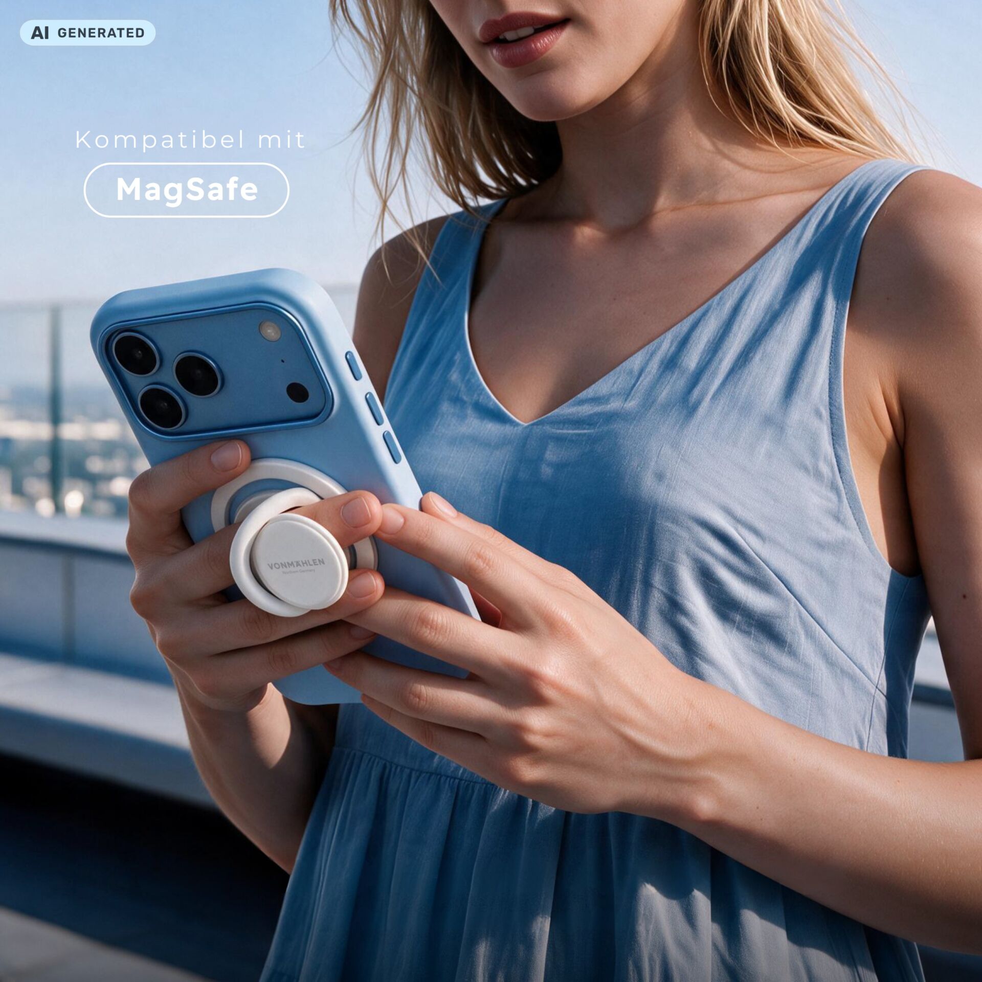 smartphone, phone case, MagSafe, pop socket, blau