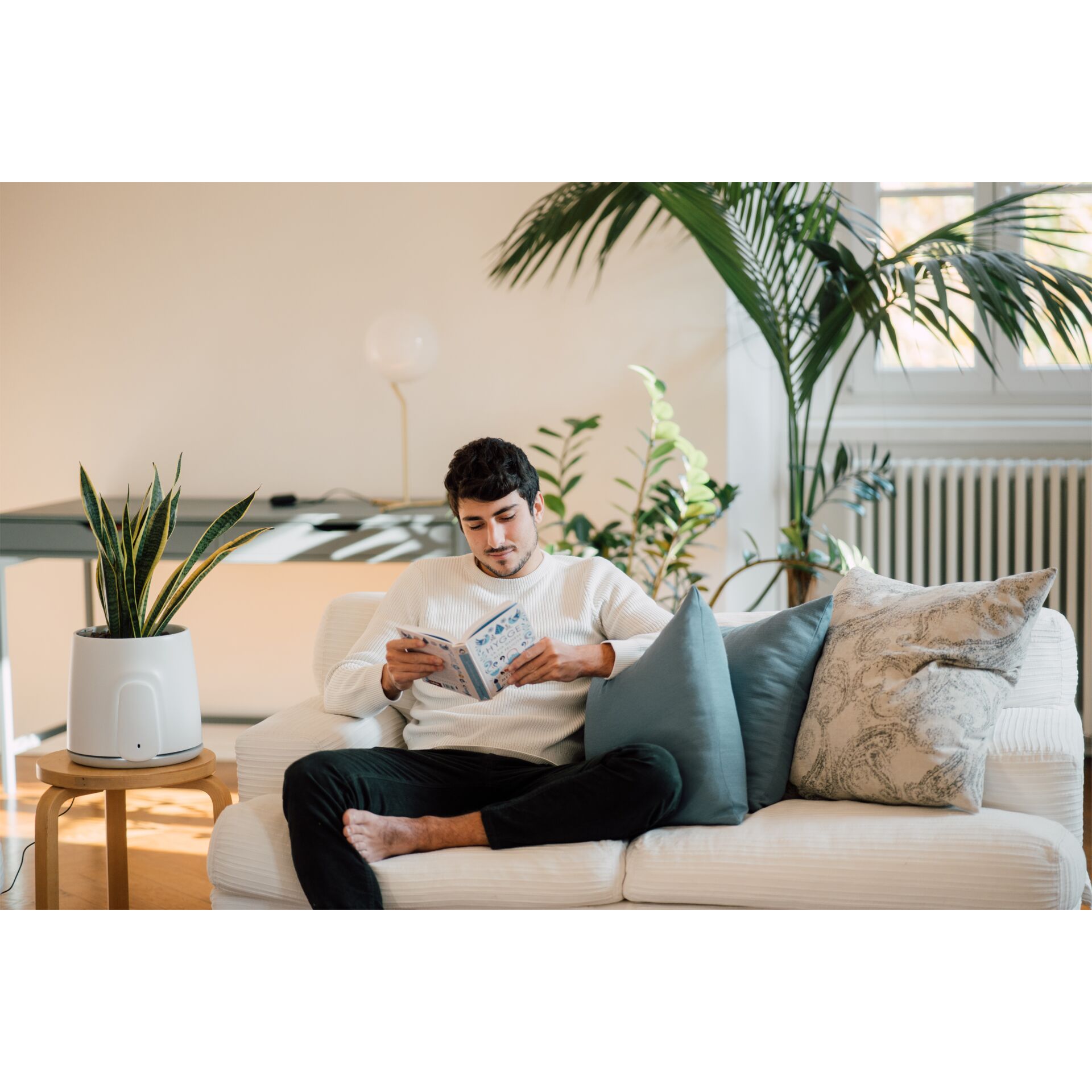 Person, Sitzen, Lampe, Kissen, Mann