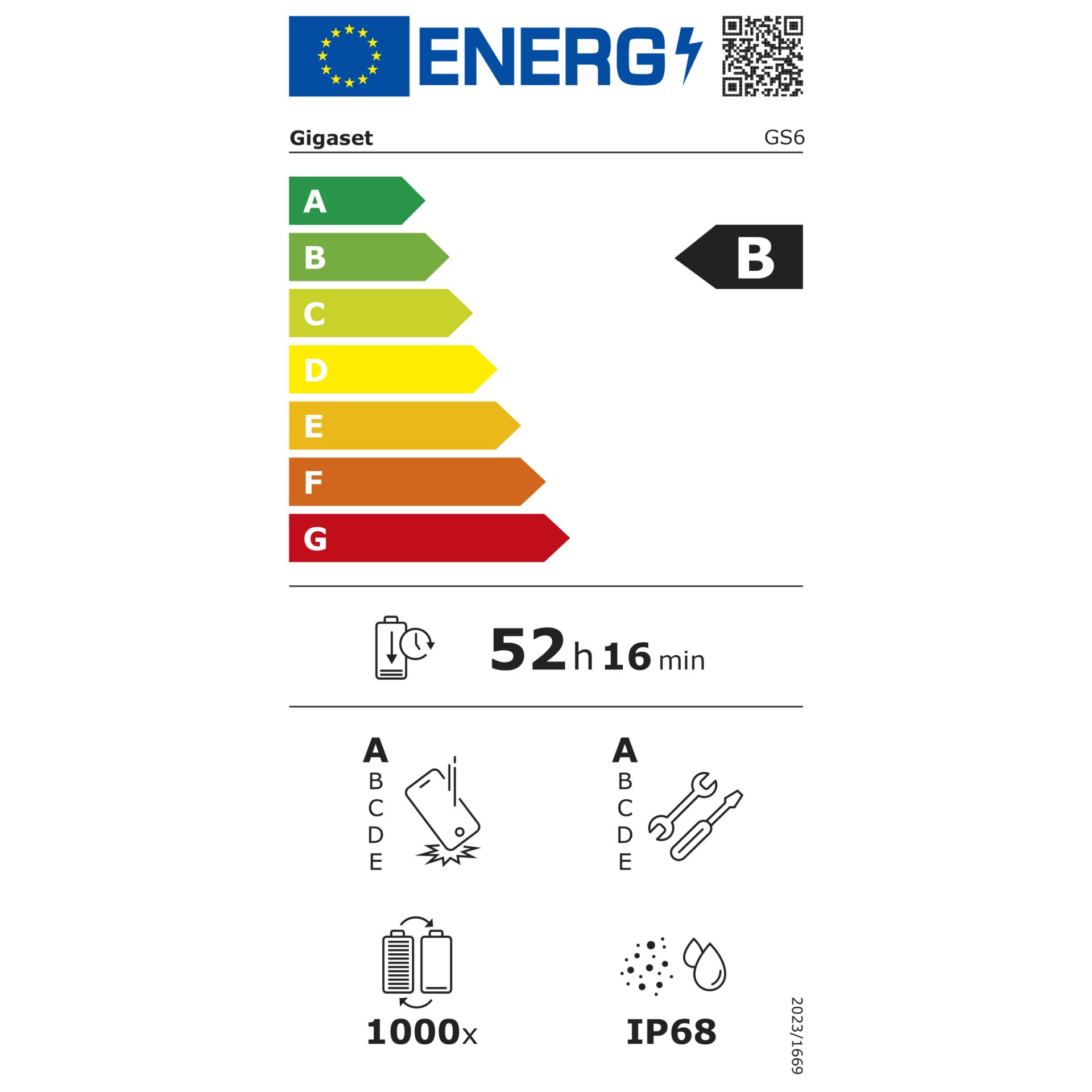 Gigaset GS6  schwarz – Energieeffizienzklasse B
