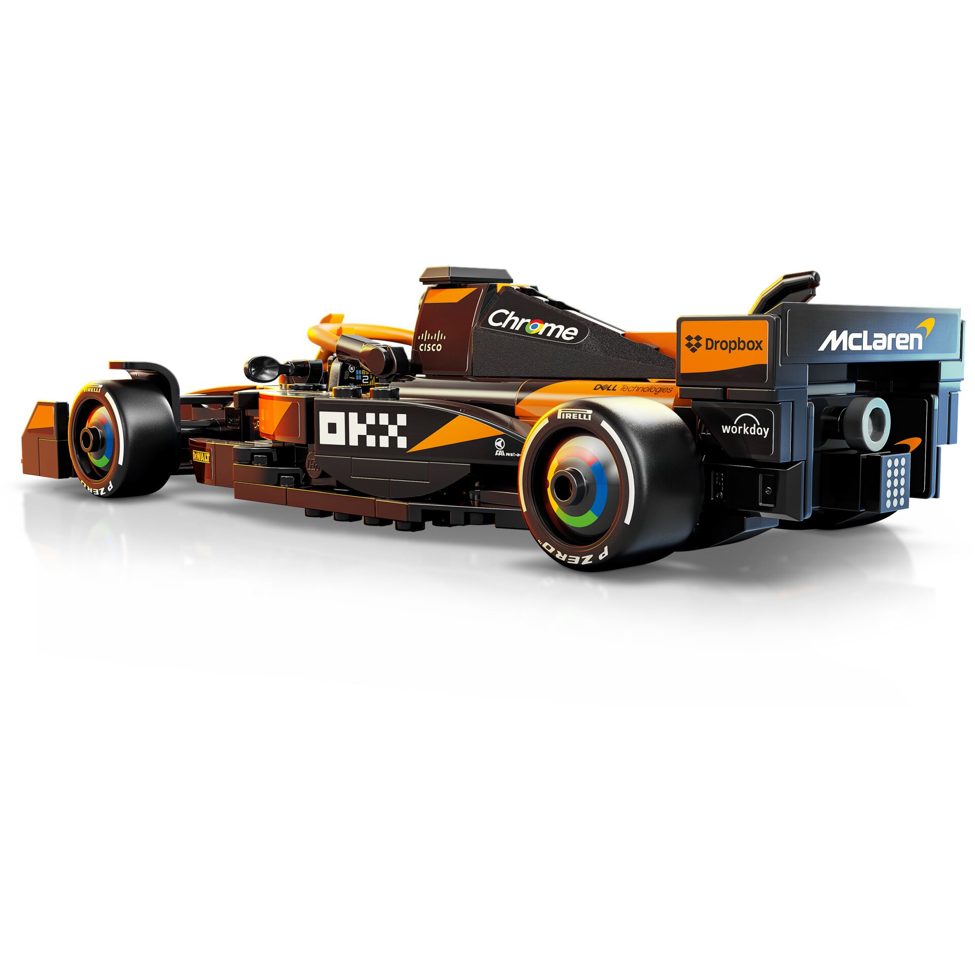Formel1 Auto, Rennwagen, LEGO Modell, Orange Schwarz, Reifen