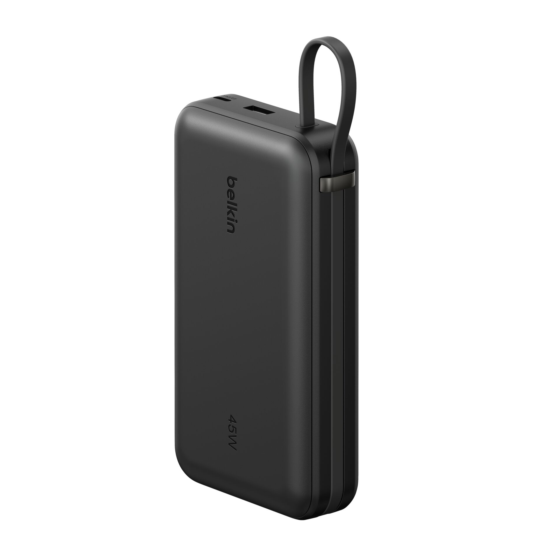 Power bank, USB-C, 45W, faltender Rand, Karabiner-Schlaufe
