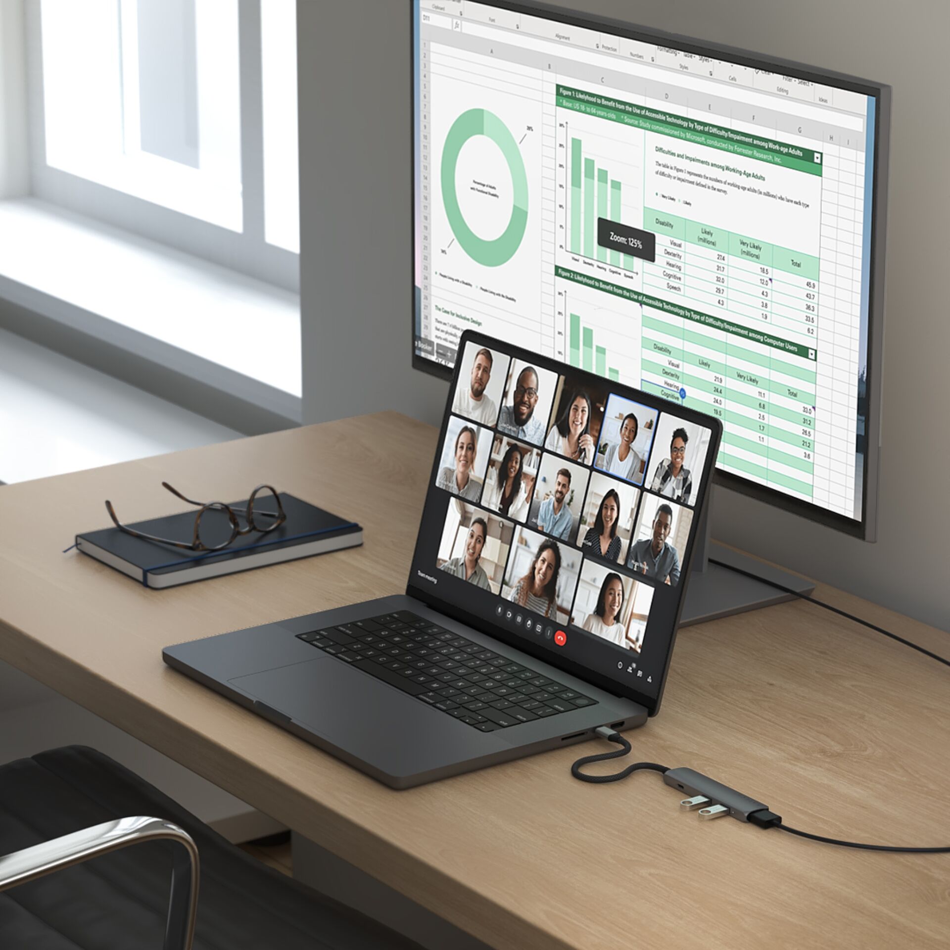 Computer-Tastatur, Laptop, Tabelle, Überwachen, Schreibtisch