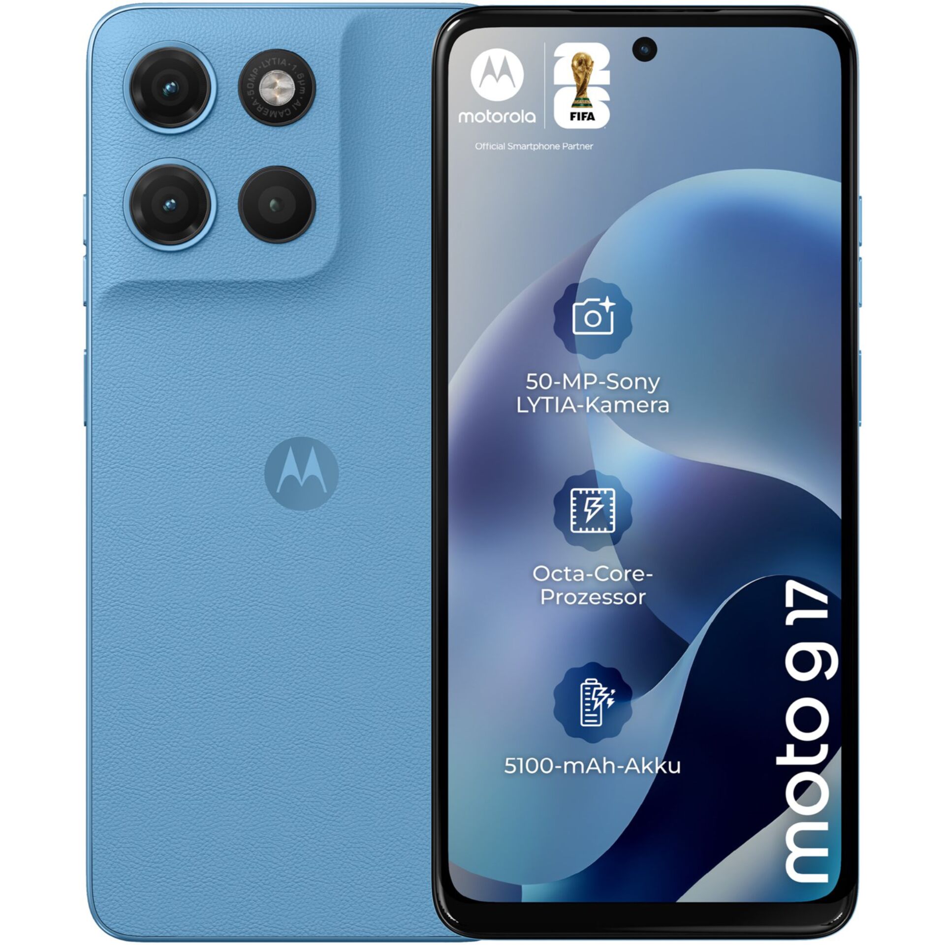 Smartphone, Blauer Rücken, Dreifachkamera, OLED-Display, 5100 mAh