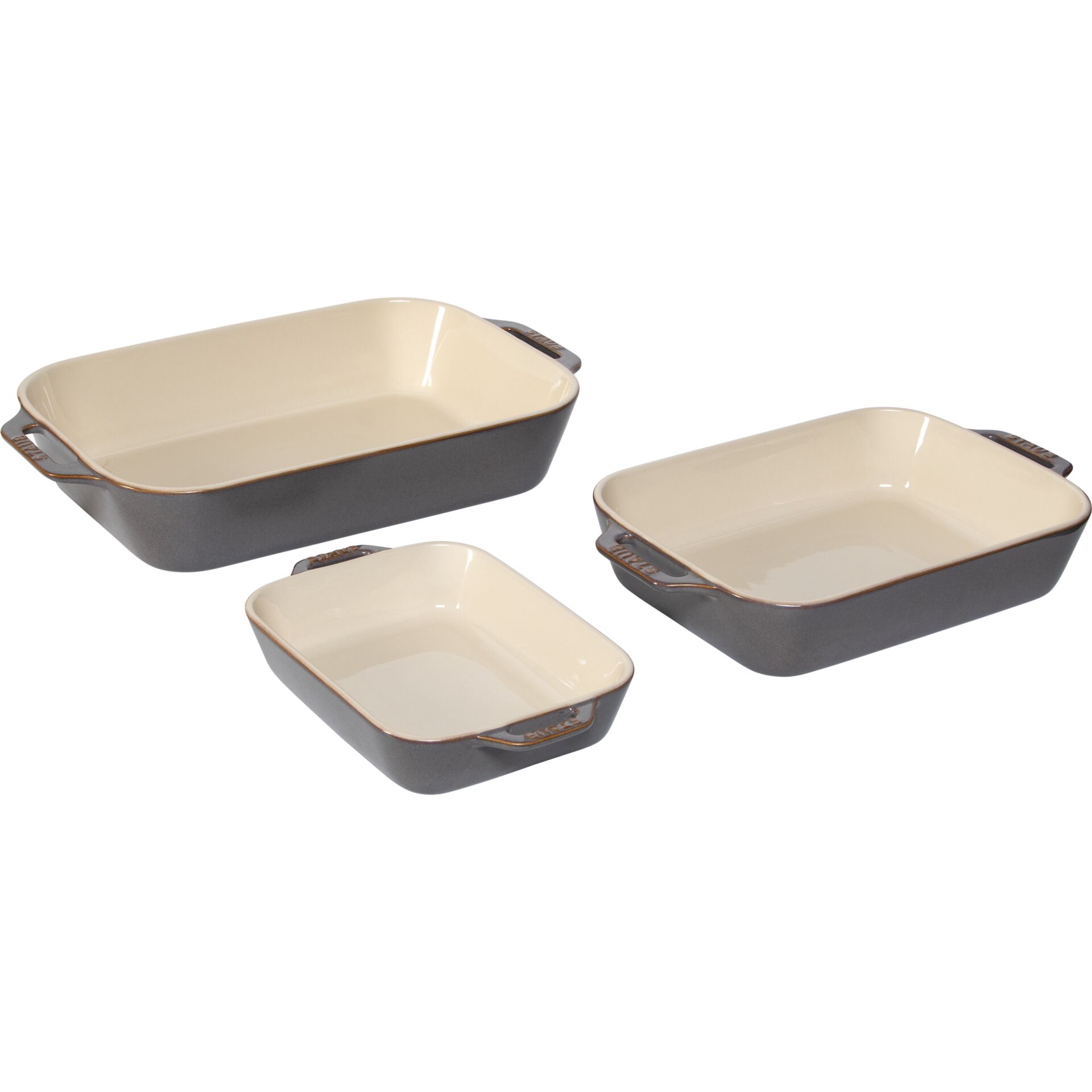 Auflaufform, Backform, Metall, Beige Innenfarbe, Set(3)