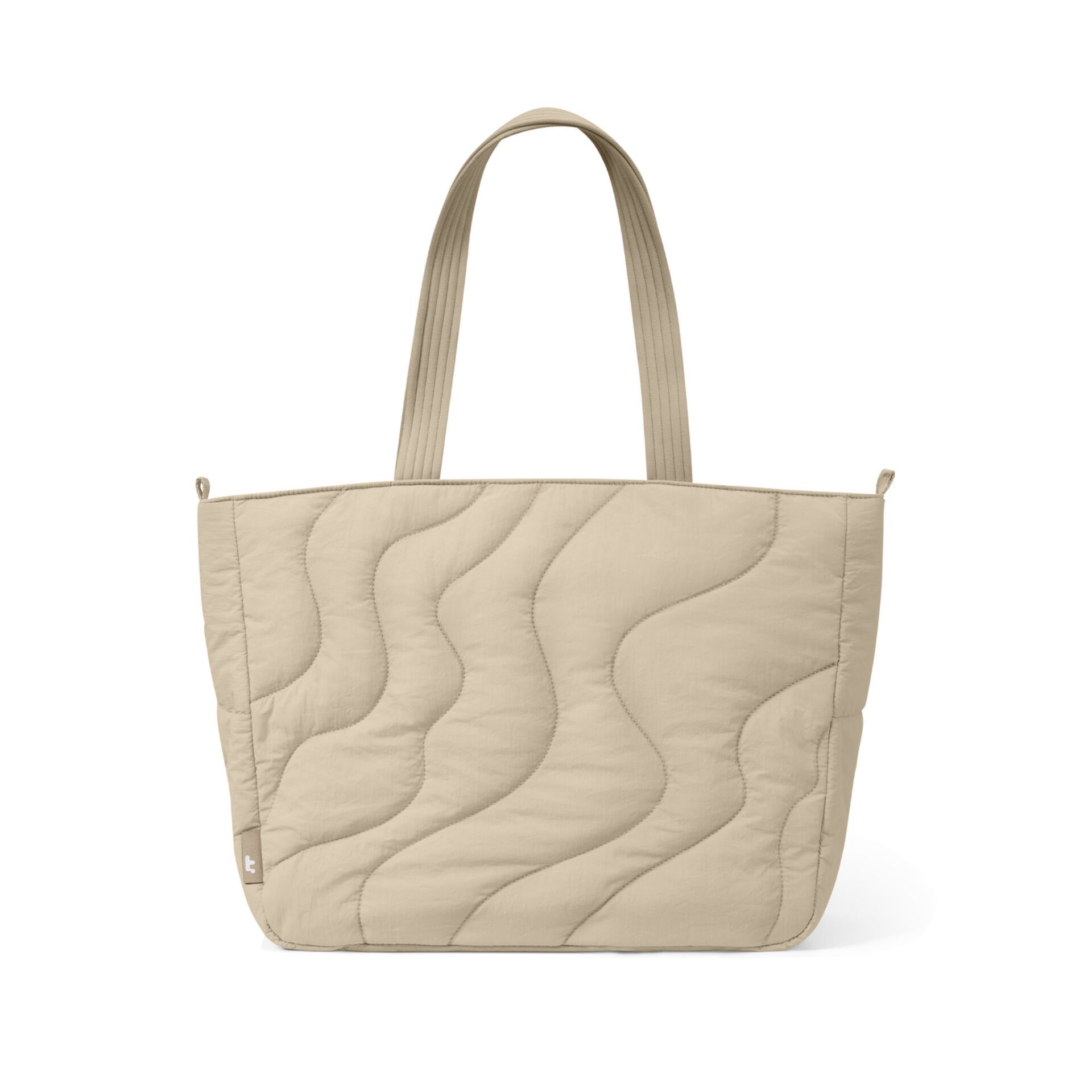 Tote, Quilted, Beige, Wellenmuster, Doppellanger Griff