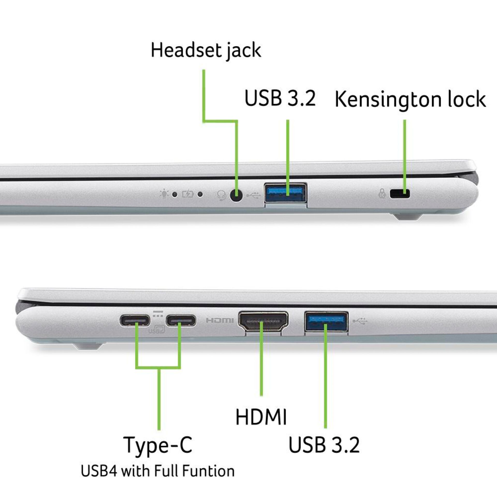 laptop, USB 3.2, HDMI, Typ-C, Kensington-Sicherung