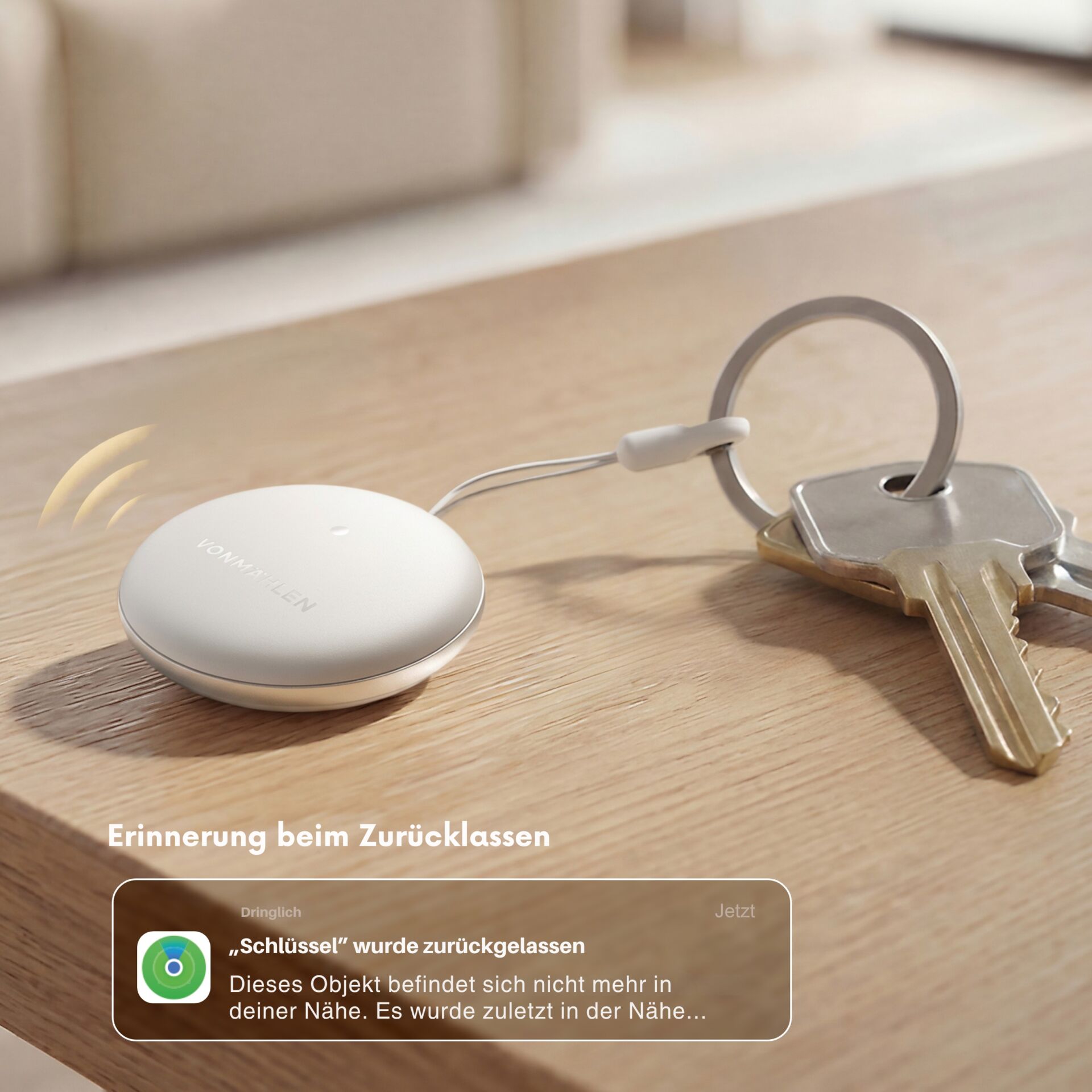 smart home, Schlüssel Finder, Bluetooth Tracker, runder Akku, weiß