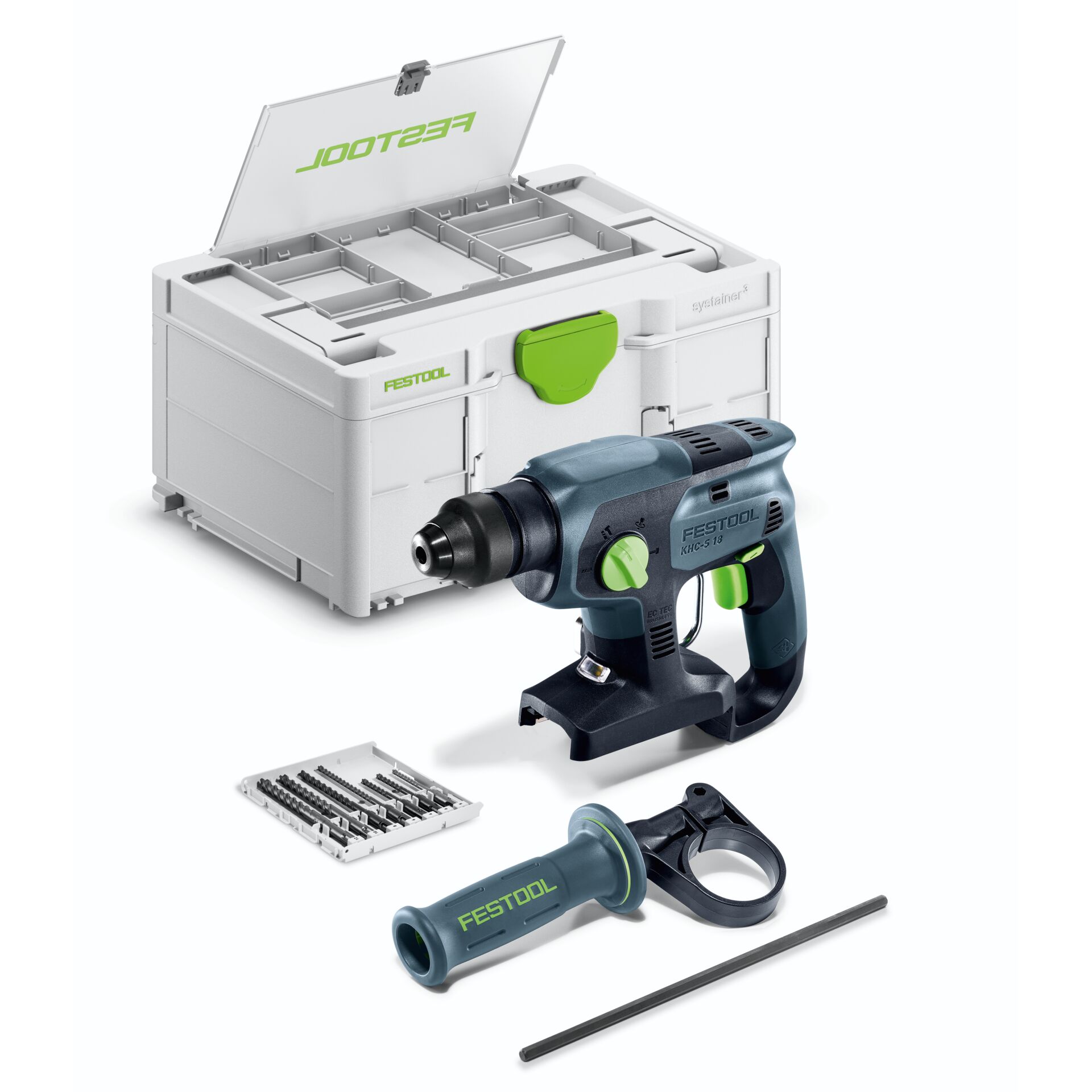 Bohrmaschine, Akku-Bohrhammer, Koffer, Bitsatz, Schaftdorn