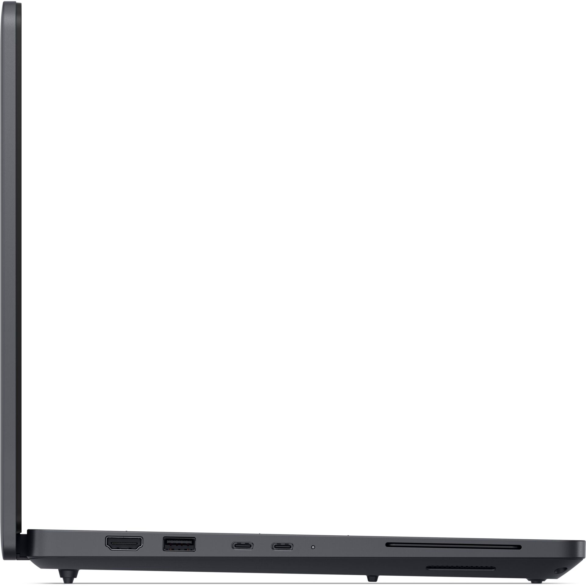 Laptop, Seitliche Ansicht, USB-Anschlüsse, SD-Kartensteckplatz, schlankes Profil