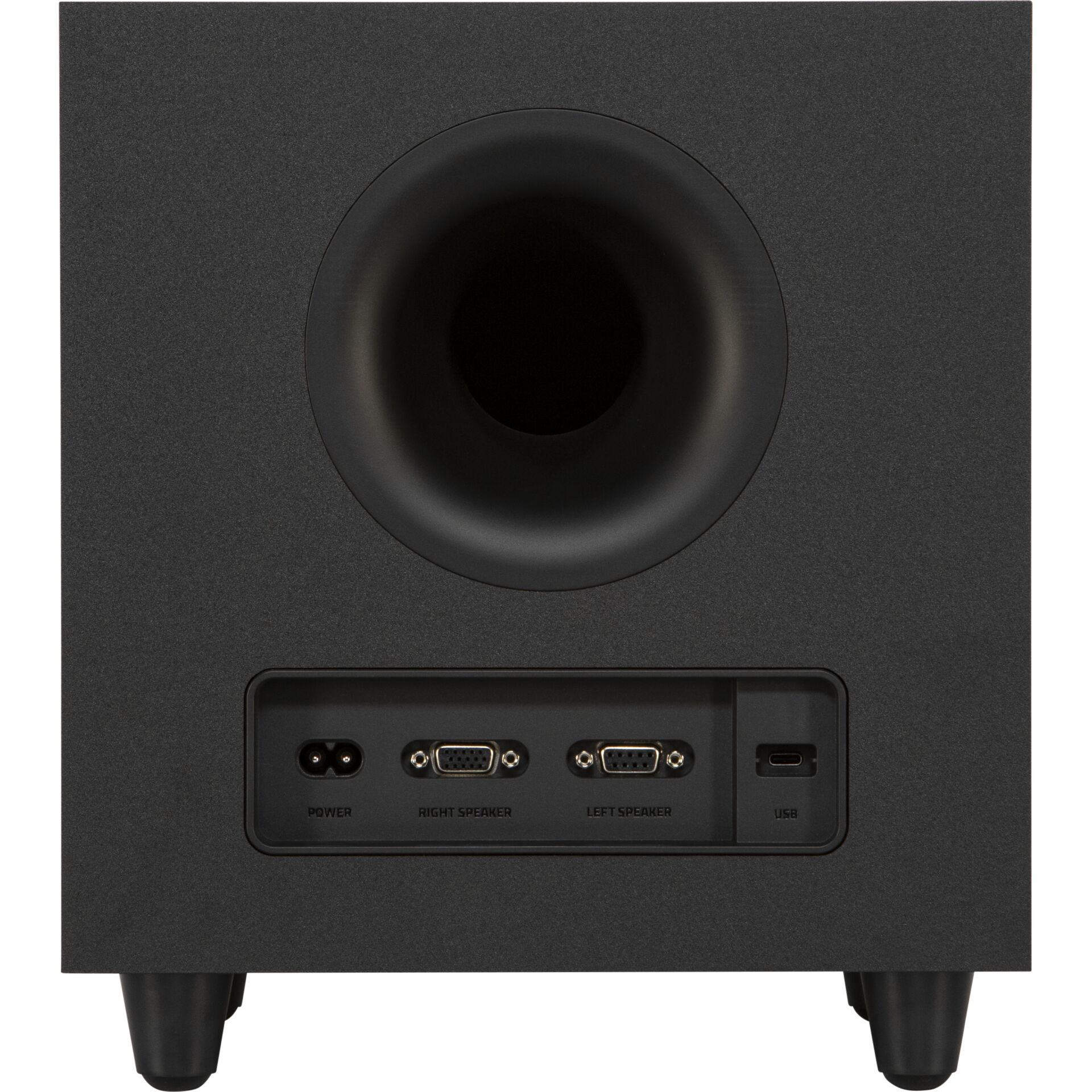 Subwoofer, Systèm Lautsprecher, Rückseite Ports, USB-Anschluss, Schwarz