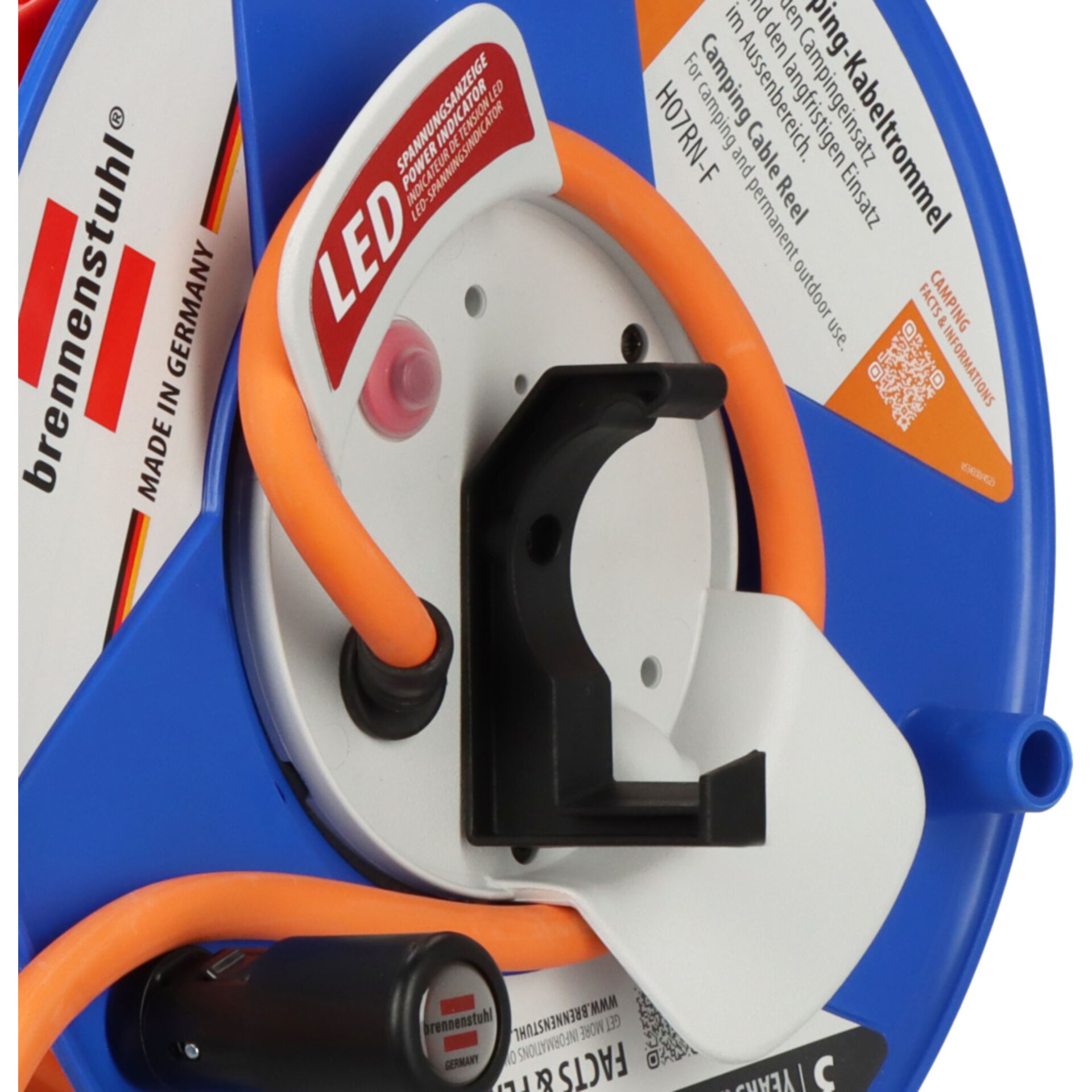 Camping, Aufroller, LED, Kabeltrommel, blau