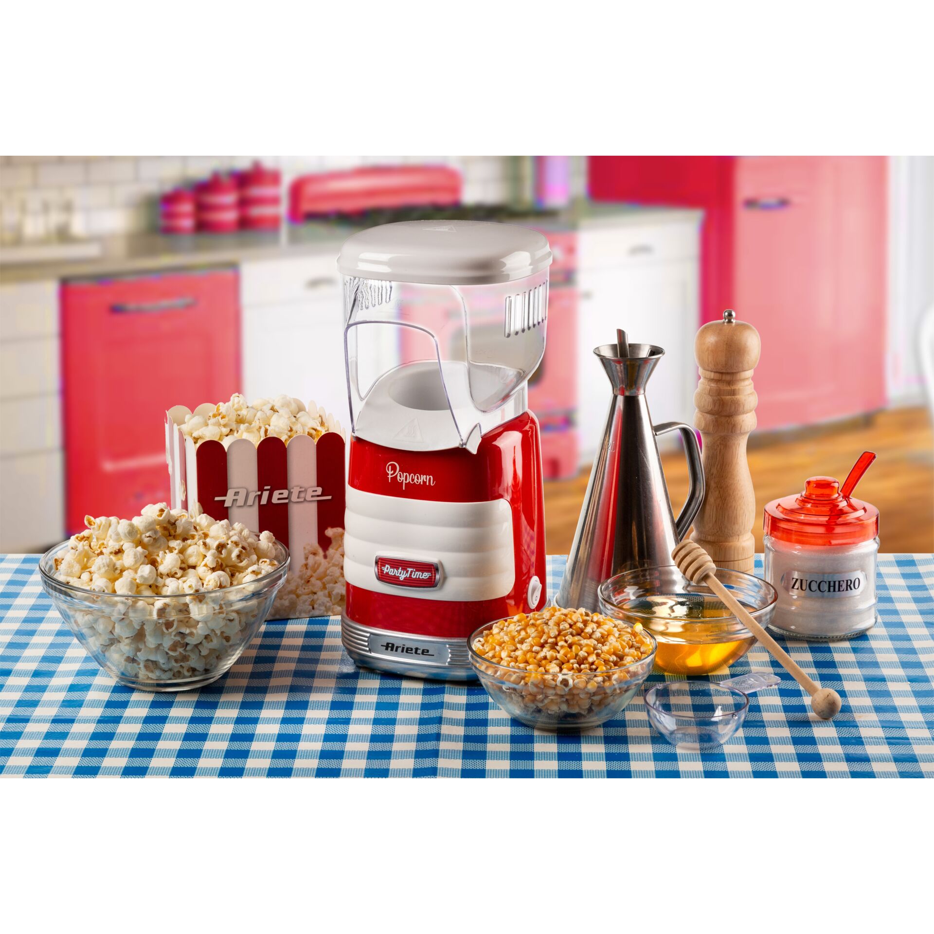 Popcorn maker, Popcorn machine, Rotes Gerät, Kessel-Popper, Snack-Station