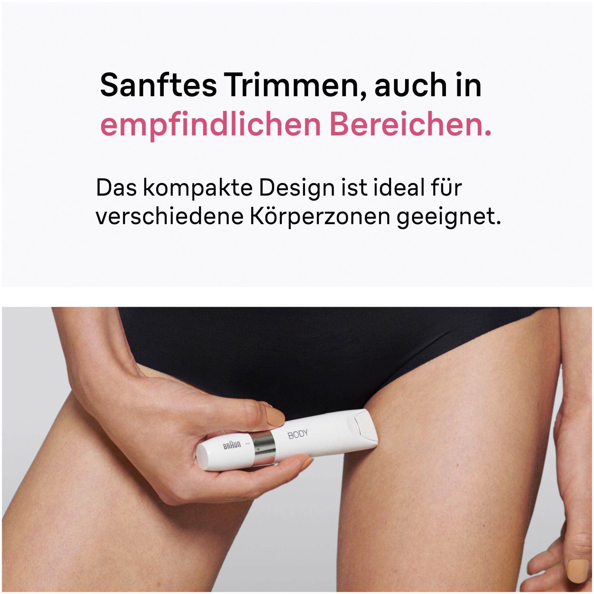 Körpertrimmer, Präzisionstrimmer, kompaktes Design, weiß, Braun