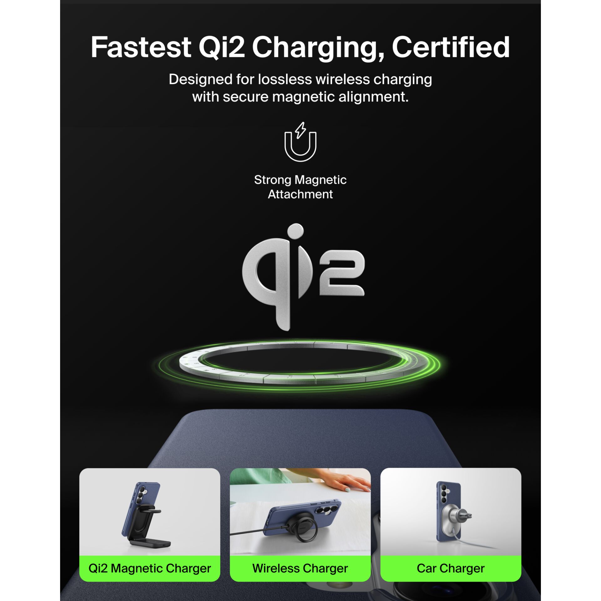 Qi2 Ladegerät, Magnetischer Ladehalter, kabelloses Ladegerät, Autoladegerät, Lade-Dockingstation