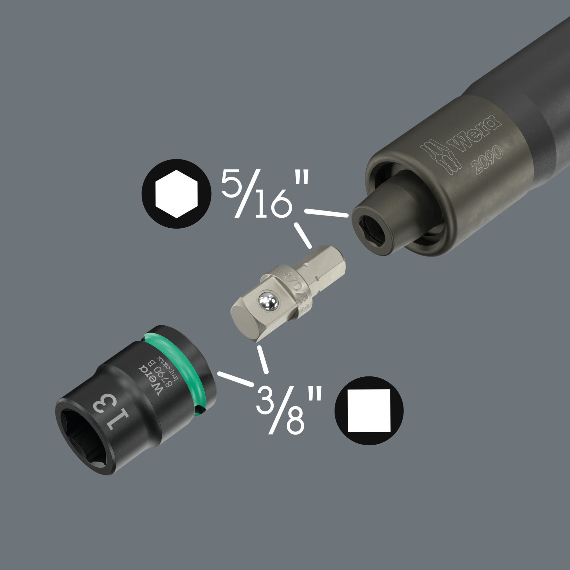 hülse, Adapter, Steckverbinder, Torx, Sechzehntel inch 5/16