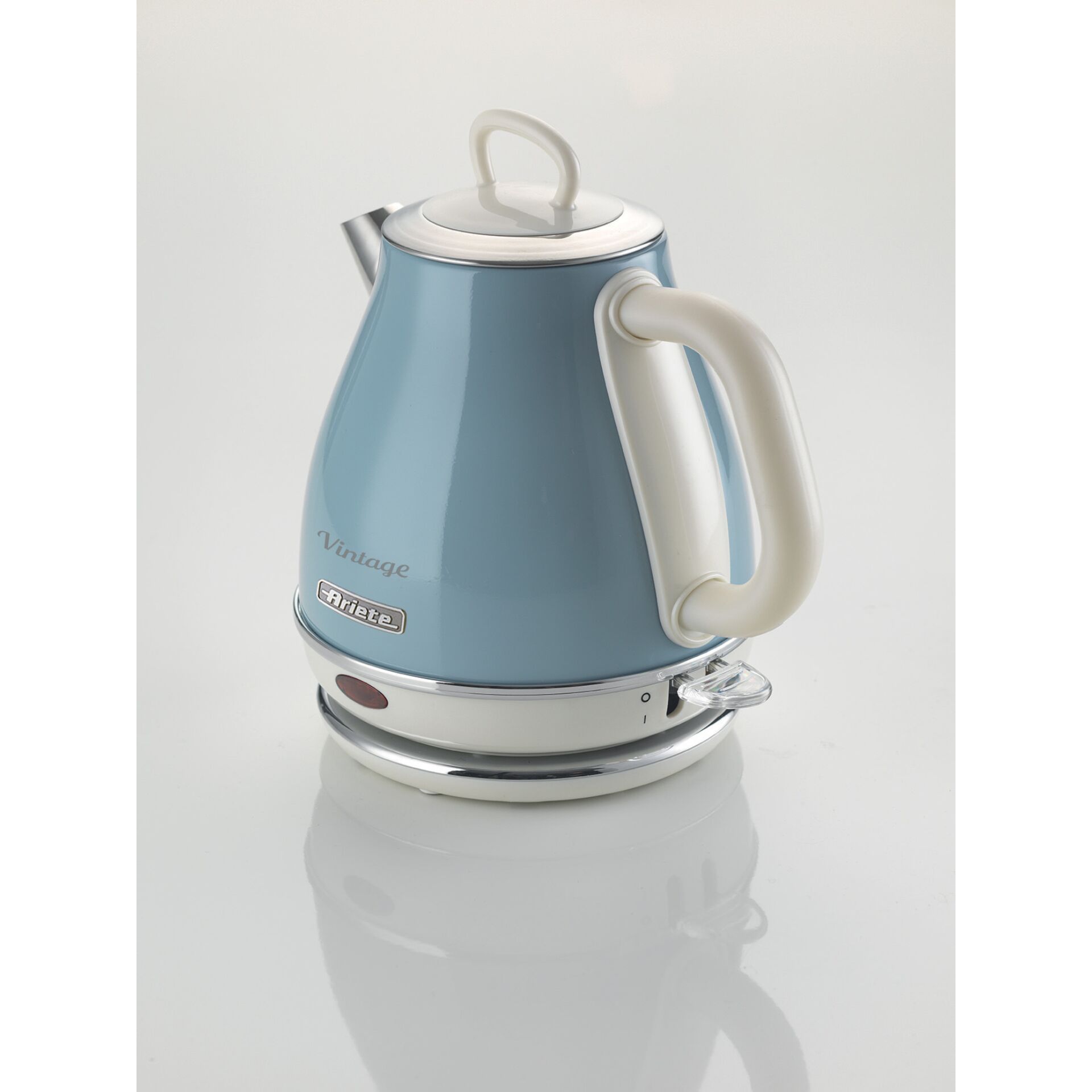 Kessel, Wasserkocher, Blau, Vintage, Edelstahl-Akzente