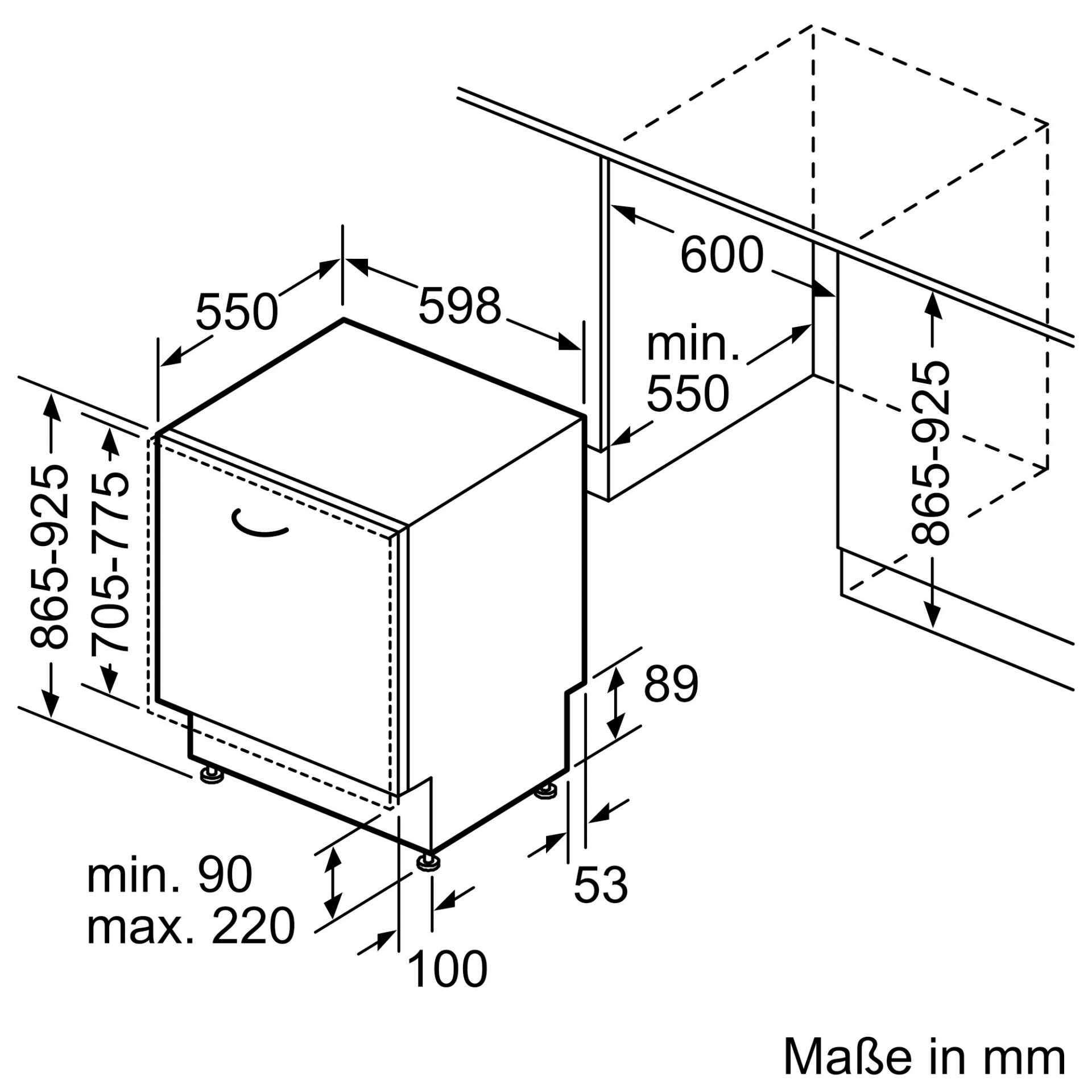 küche, schrank, einheit, breite-598, abmessungen-mm