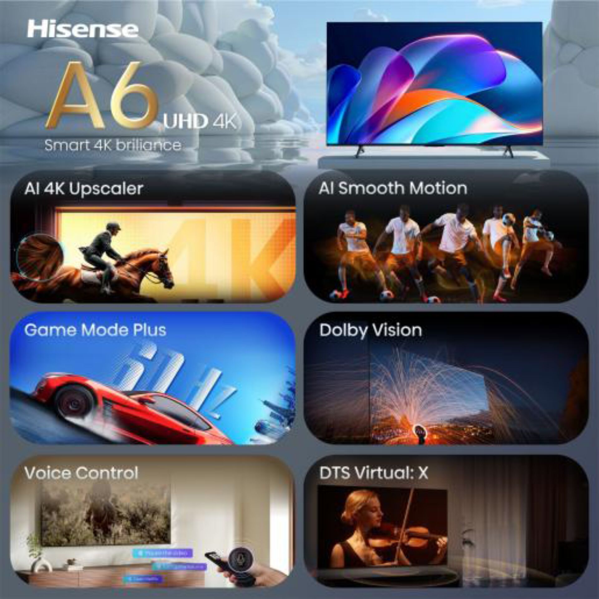 TV, Smart TV, UHD 4K, AI Upscaler, Dolby Vision