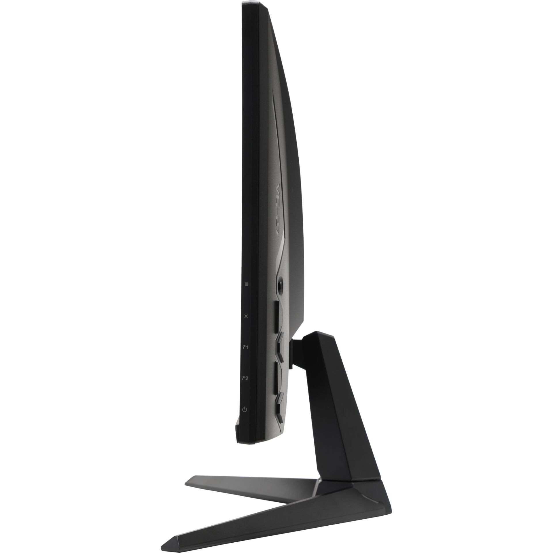 Computer-Monitor, schwarzes Gehäuse, Flachbildschirm, Standfuß