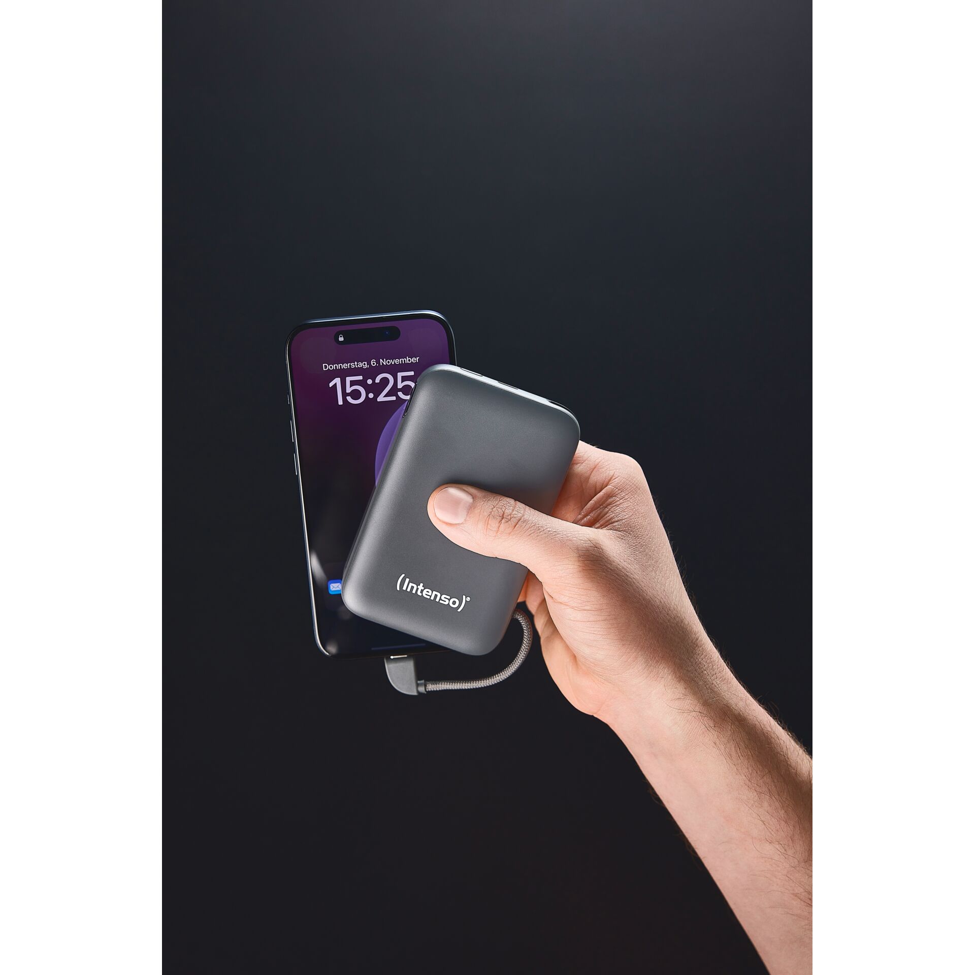 Powerbank, Externer Akku, USB-C, Grau, Handheld