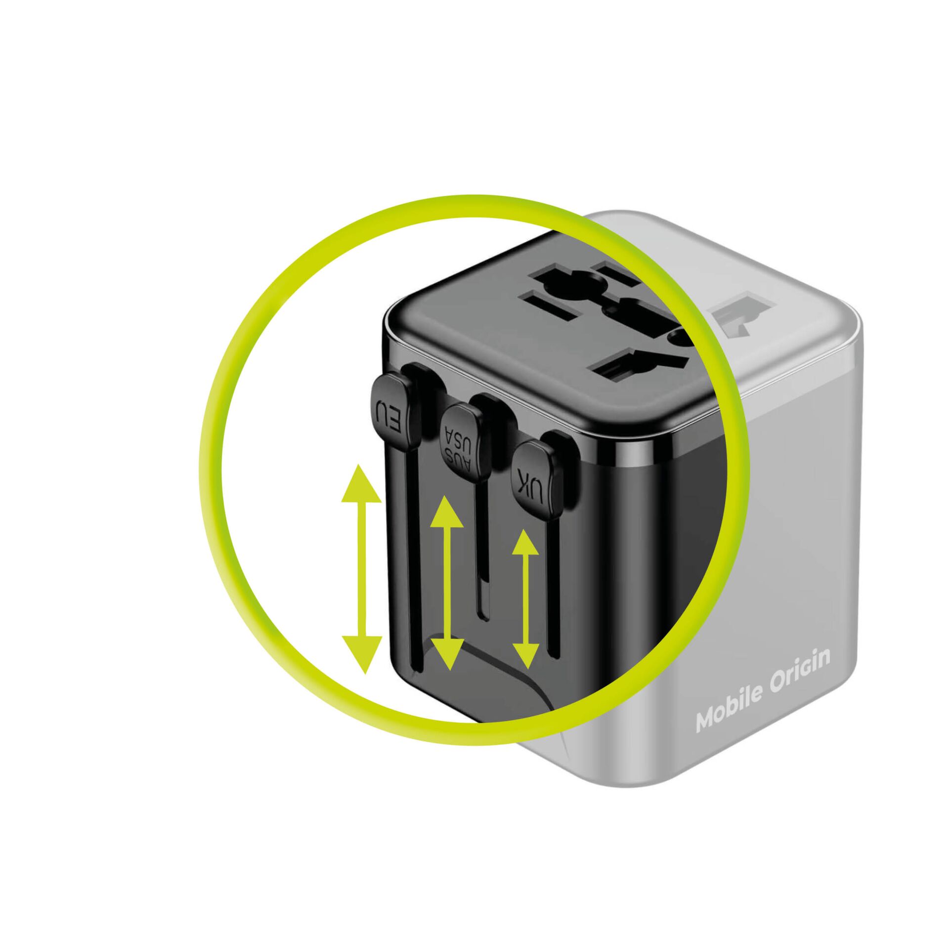 USB-C Adapter, Multiport Charger, Travel Plug, Power Adapter, EU/US Plugs