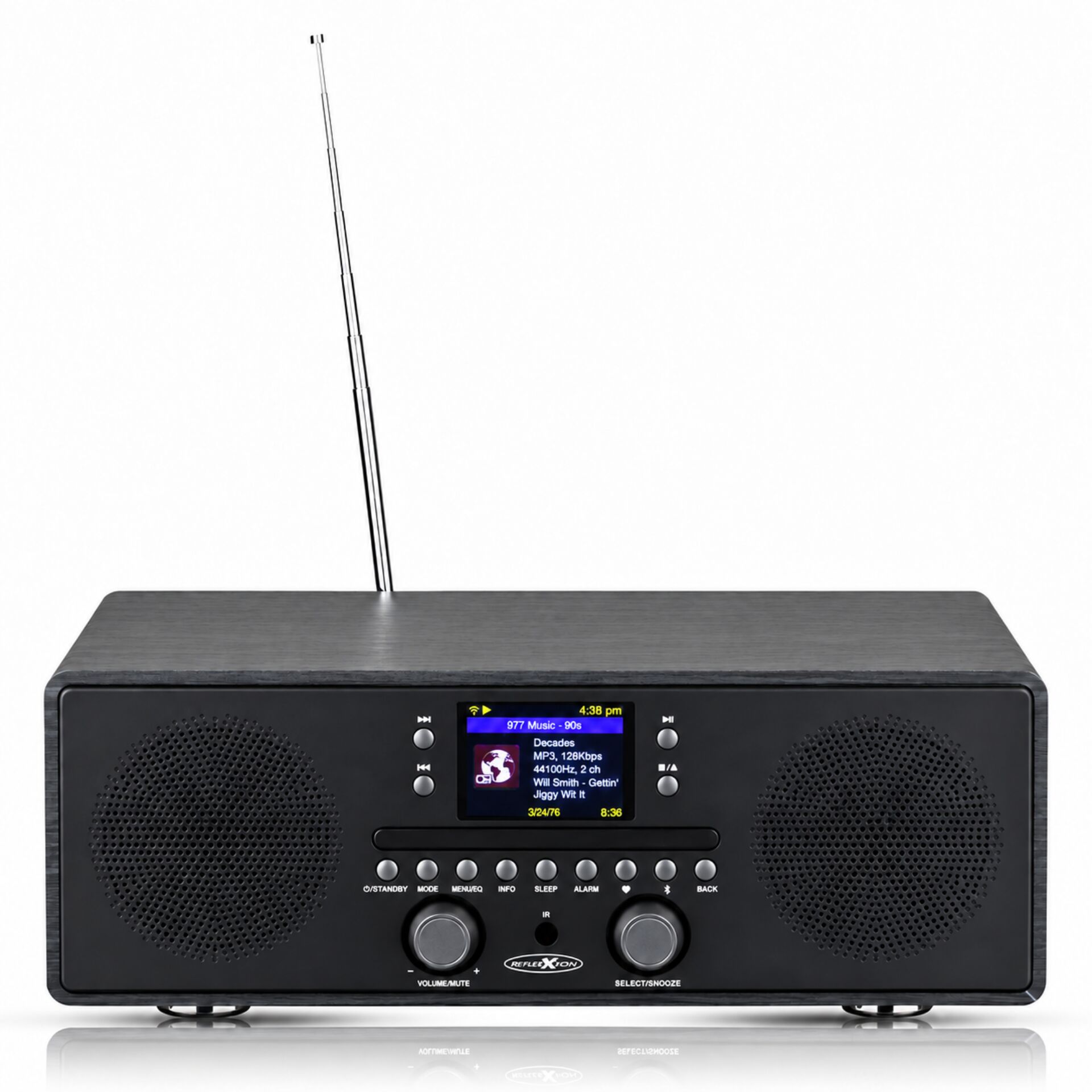Internetradio, Stereo-Lautsprecher, Teleskopantenne, LCD-Display, Schwarz