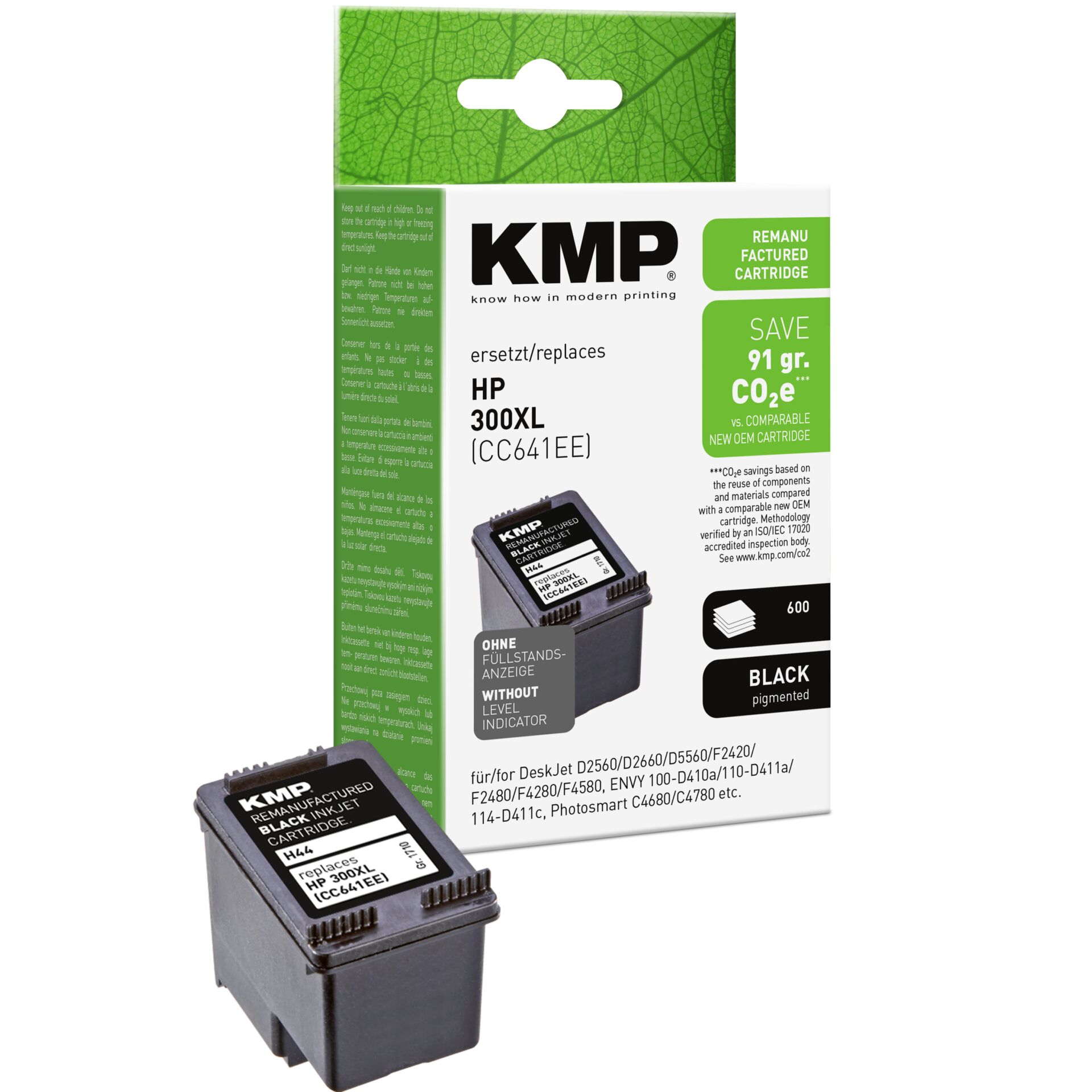 Adapter, Elektronik, Computer-Ausrüstung, Computerausrüstung, QR-Code, Tintenpatrone, HP 300XL, Schwarz pigmentiert, KMP kompatibel, Nachfüllbar