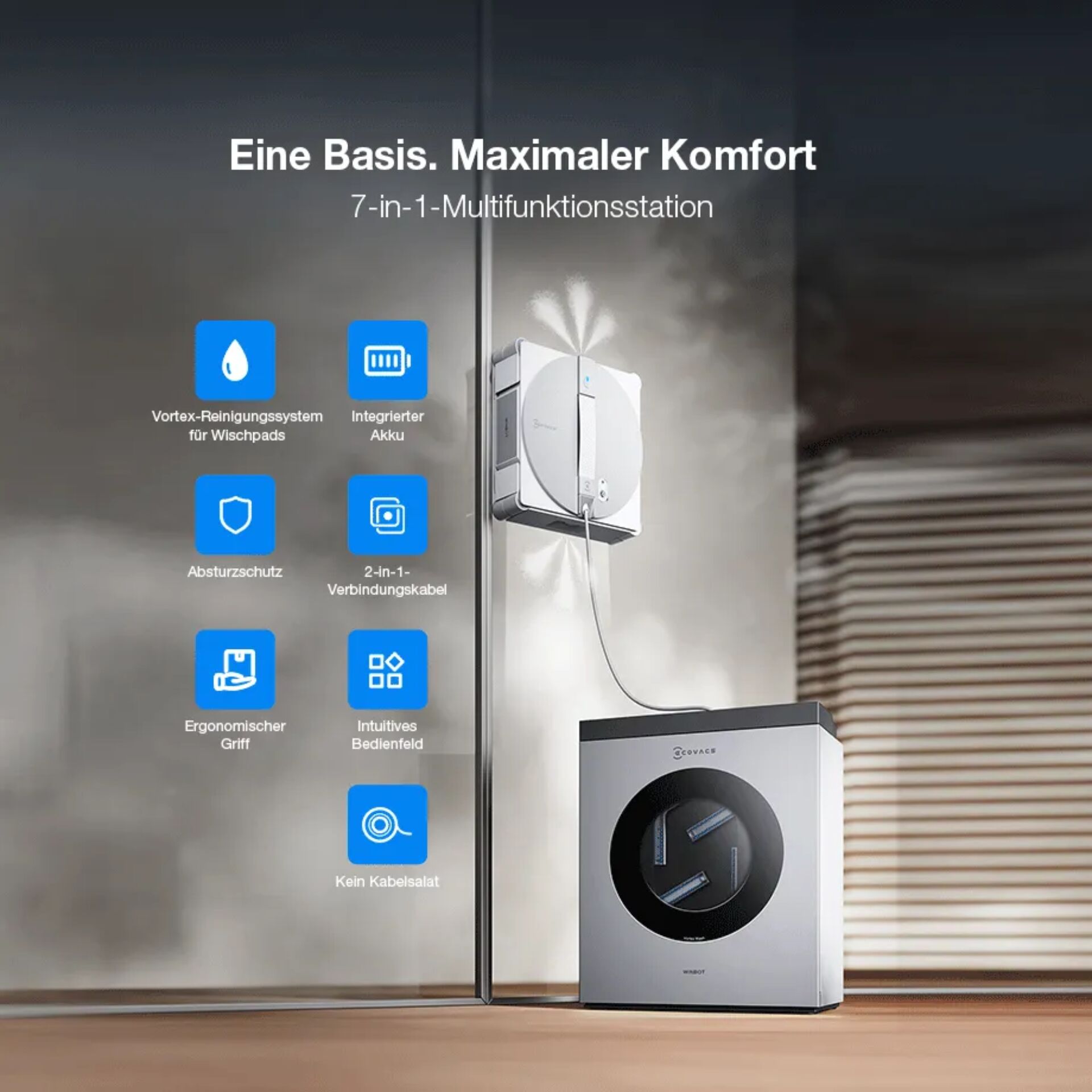 Waschmaschine, 7-in-1 Multifunktionsstation, Vortex-Bürstenreinigung, integrierter Akku, Kein Kabelsalat