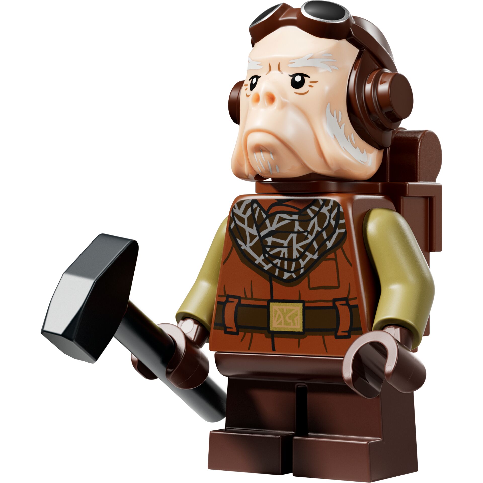 Minifigur, Zwerg, Hammer, Braun, Schal