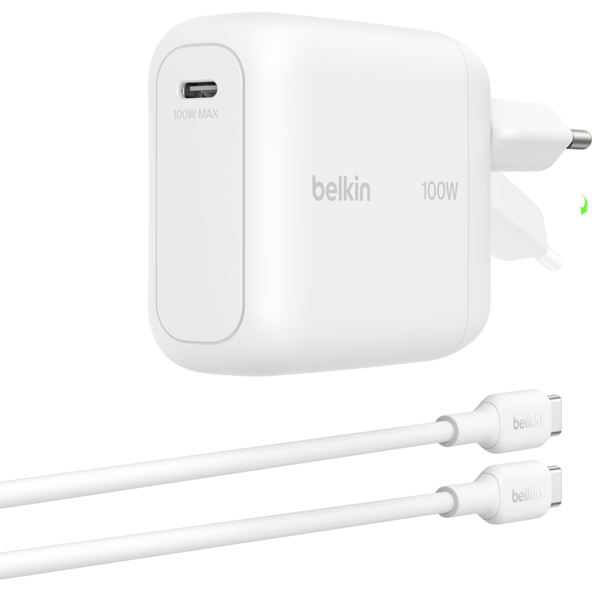 USB-C-Ladegerät, Netzadapter, 100W max, weiße Farbe, Kabel nicht enthalten