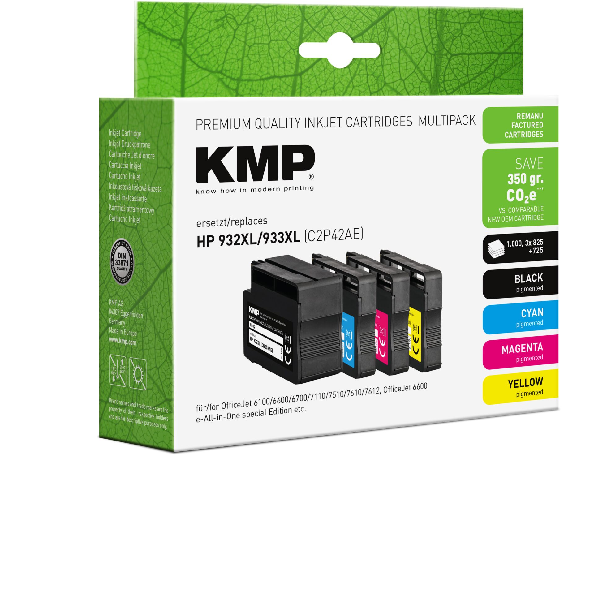 Adapter, Elektronik, QR Code, Visitenkarte, Text, Tintenpatronen, KMP, HP 932XL/933XL, Mehrfachpack, CMYK Farben