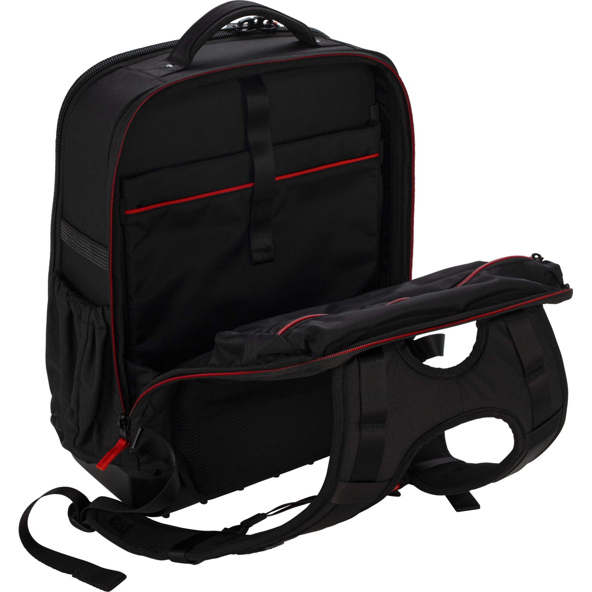 Rucksack, Schultertasche, Schwarz, Rotnaht, Gepolsterte Tasche