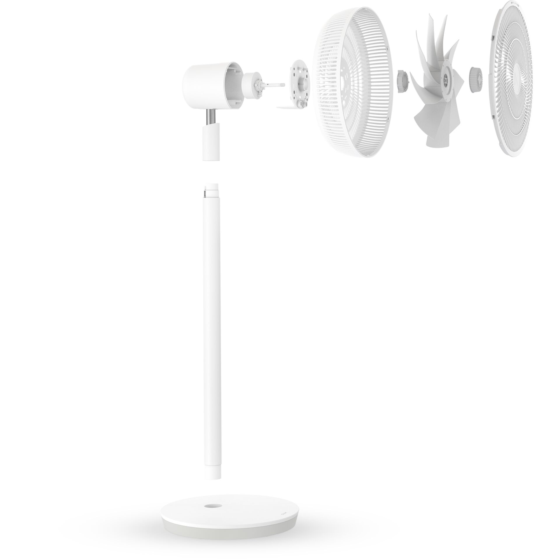 Ventilator, Ventilatoren, Zusammengebaut, Standfuß, Weiße