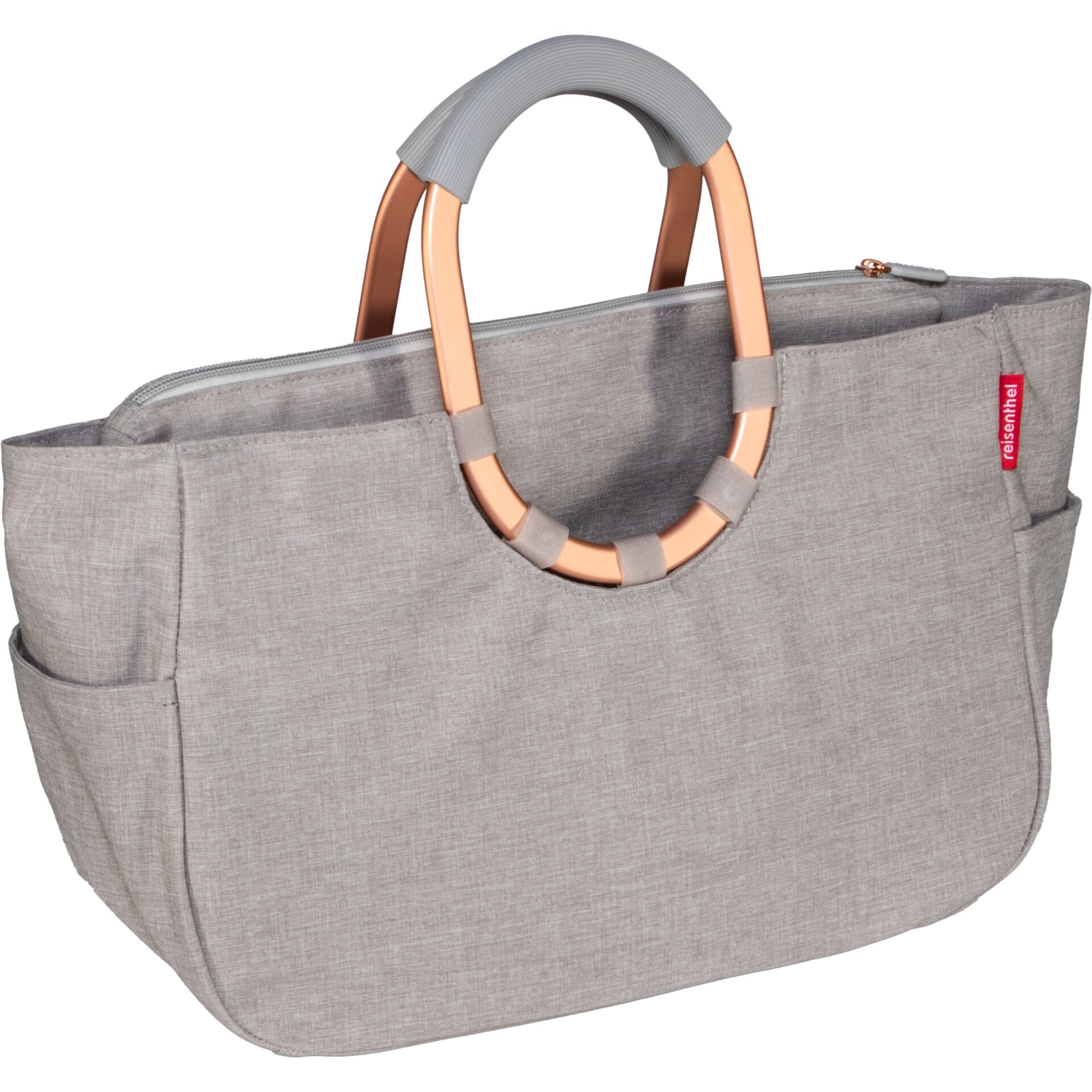 Tasche, Geldbörse, Henkeltasche, Graue Stofftasche, Ringschultergriff