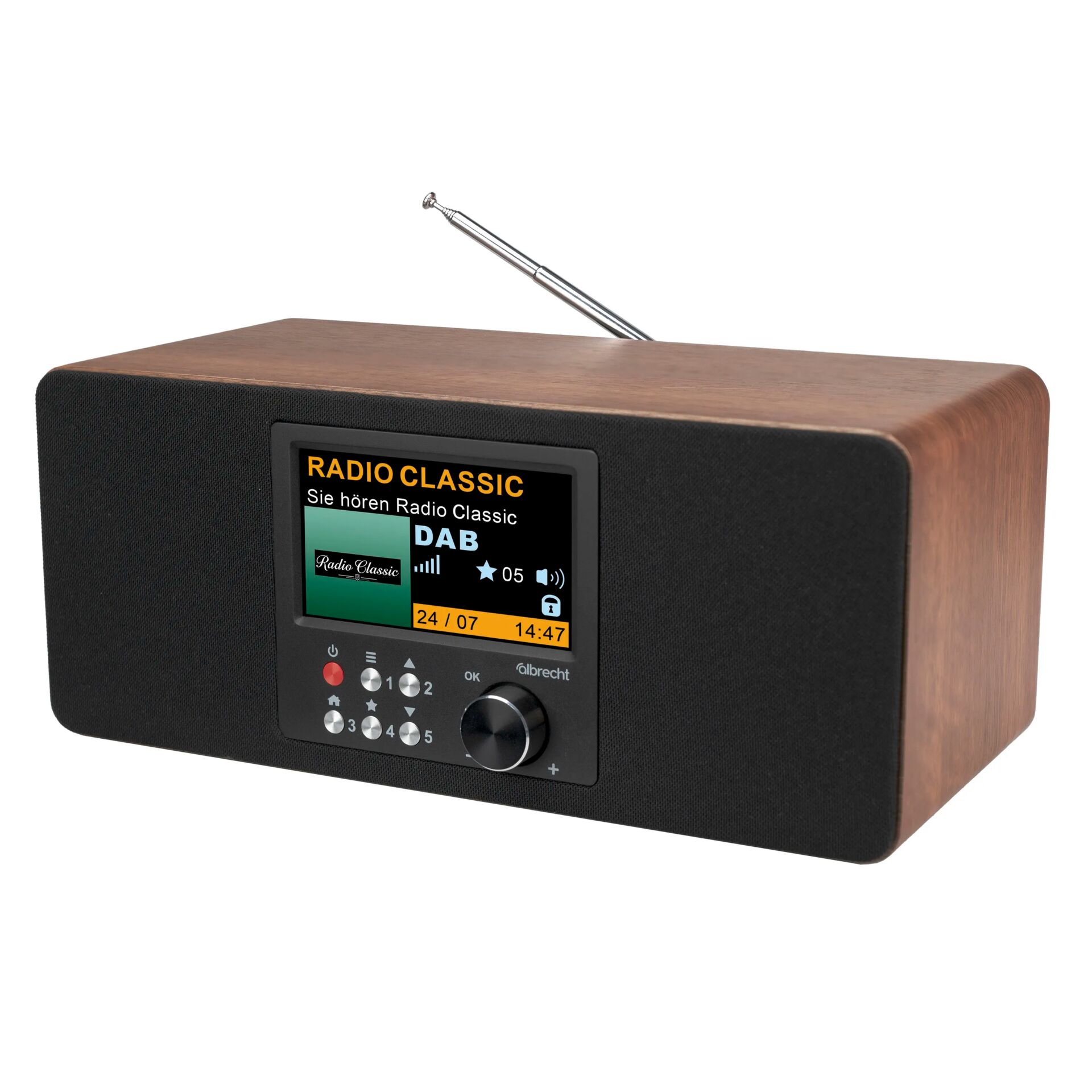 Radio, Holzgehäuse, DAB-Radio, Tragbares Radio, Digitale Anzeige