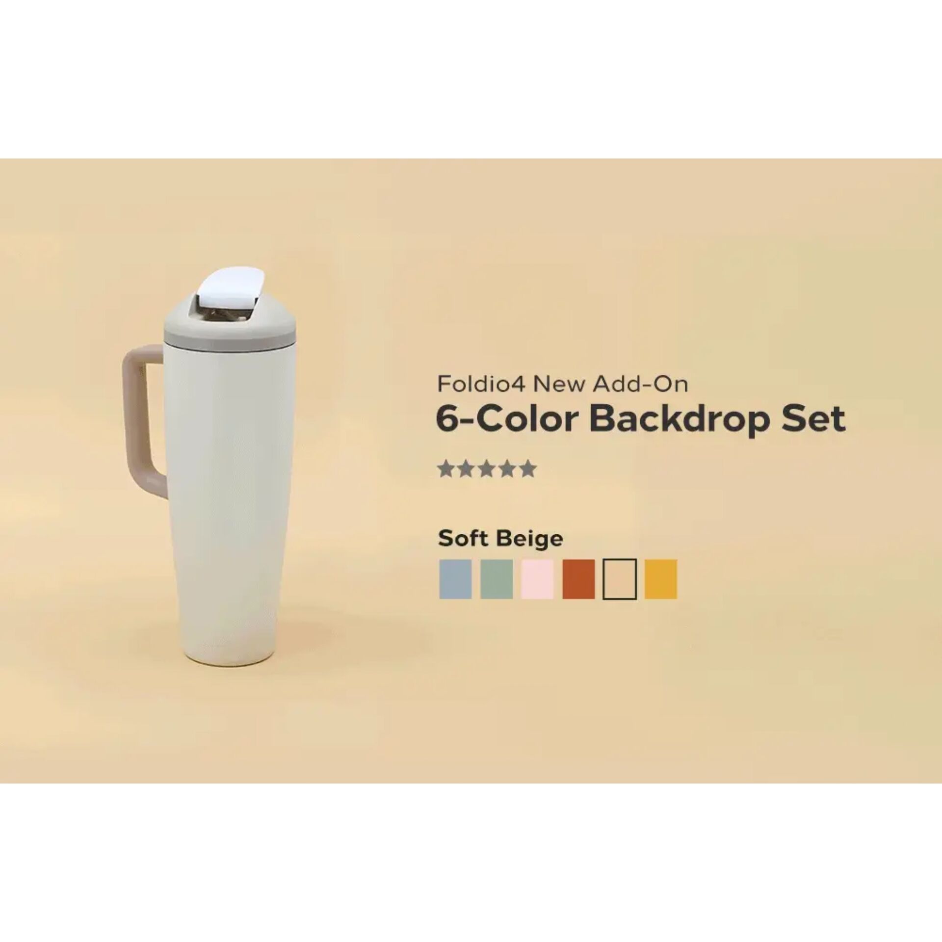 Thermo Flask, Travel Mug, 6-Color Backdrop Set, Soft Beige, Add-On