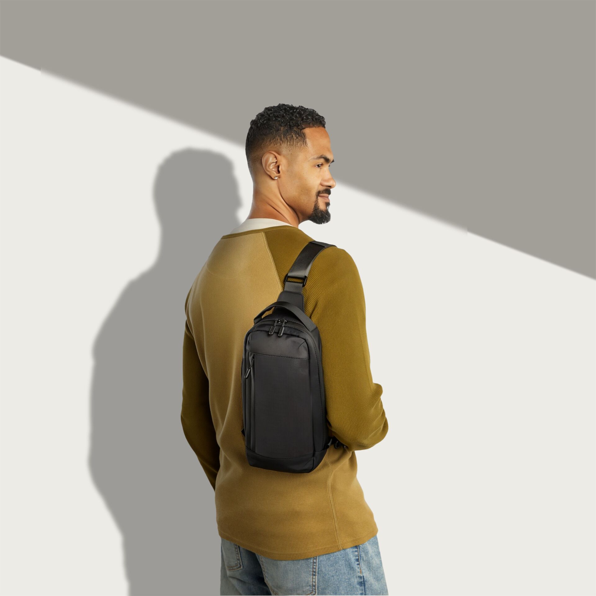 Rucksack, schwarze Rucksack, Schultertasche, schmaler Rucksack, Herren Tasche