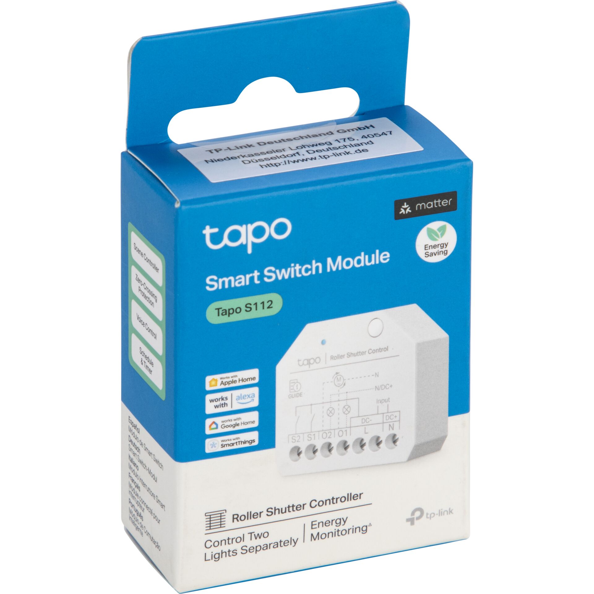 Smart Switch Module, Roller Shutter Controller, TP-Link S112, Energieeinsparung, Wandmontage-Box